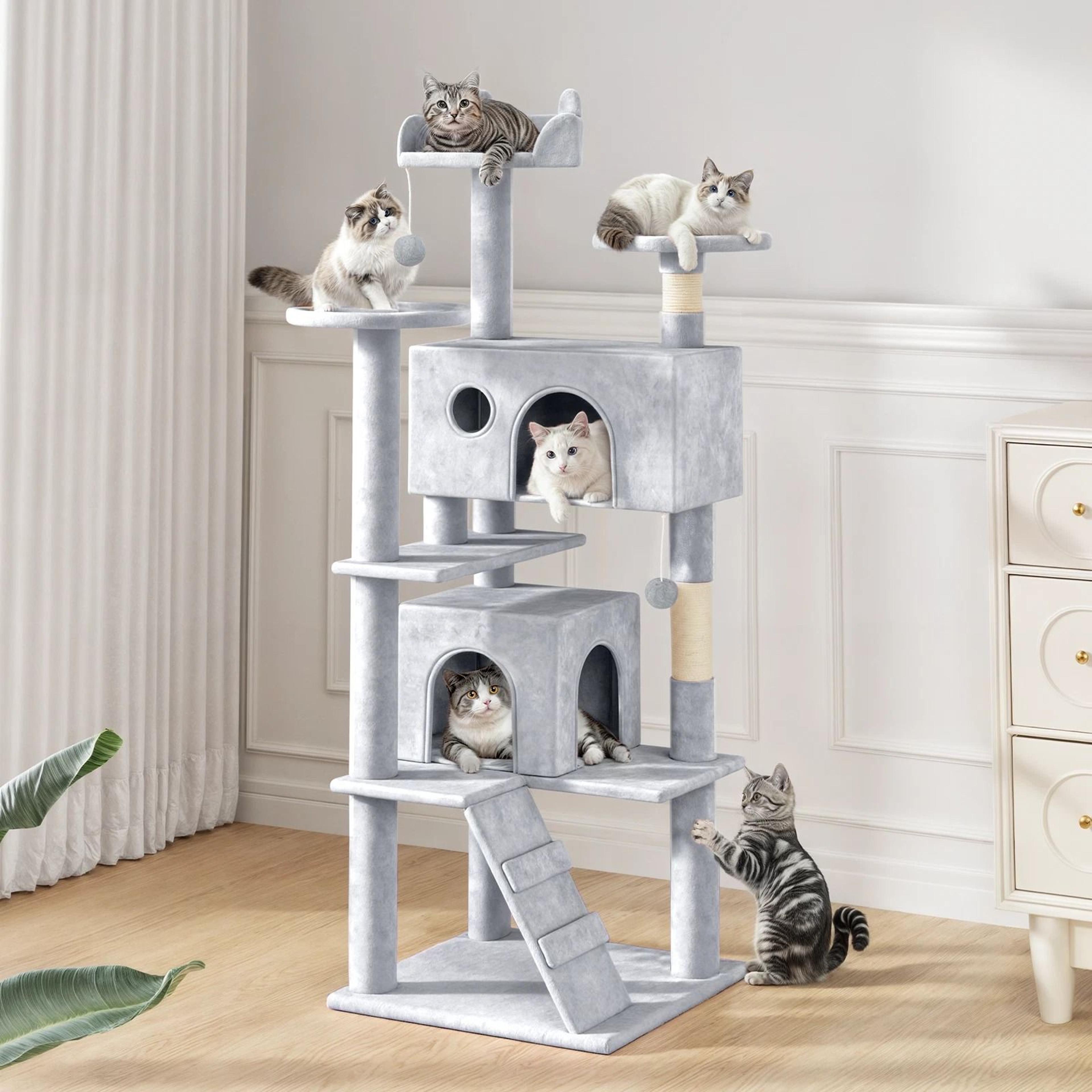 multi-level cat tree tower with scratching posts – sturdy kitten for rest and play