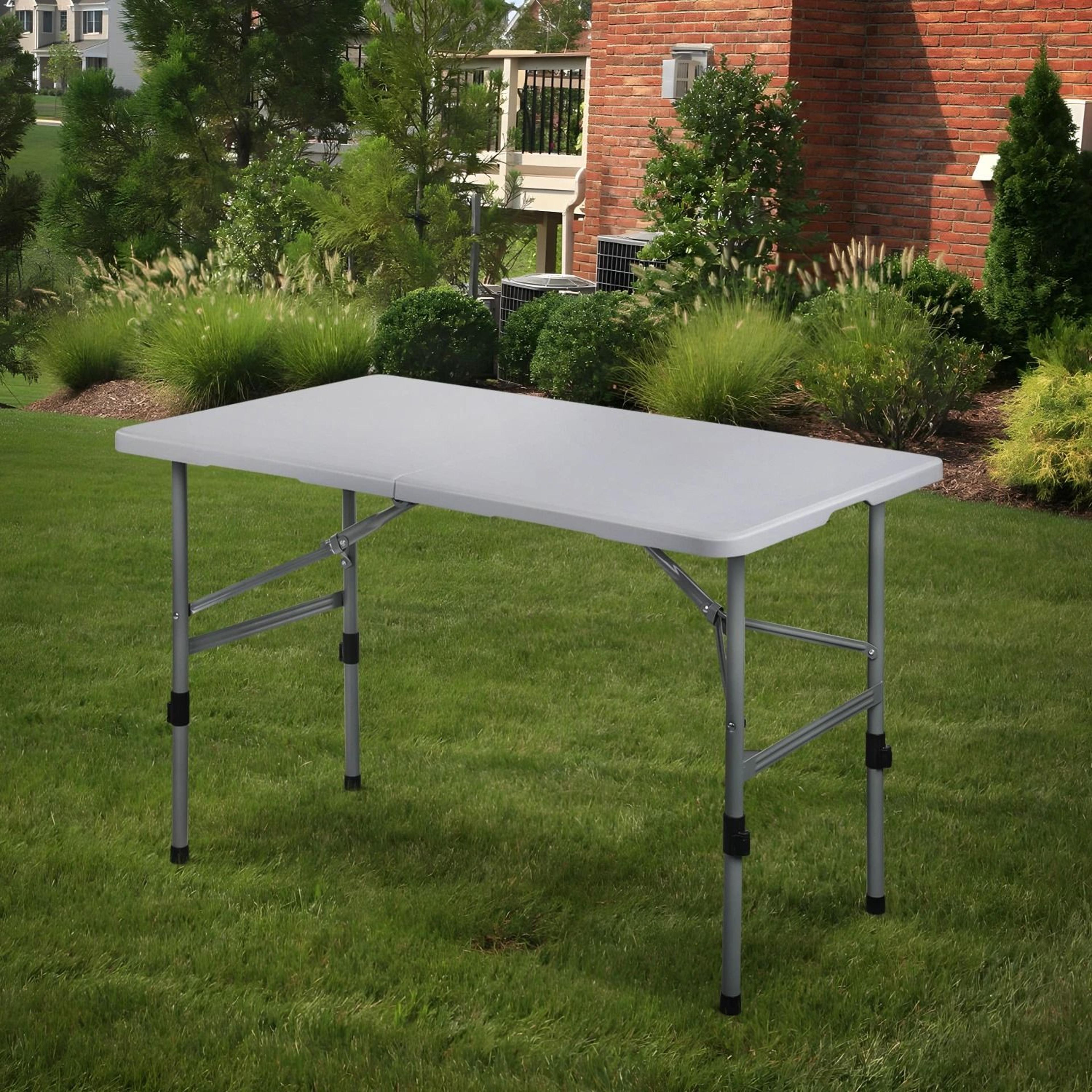 folding plastic table – adjustable height, portable, ideal for camping & picnics