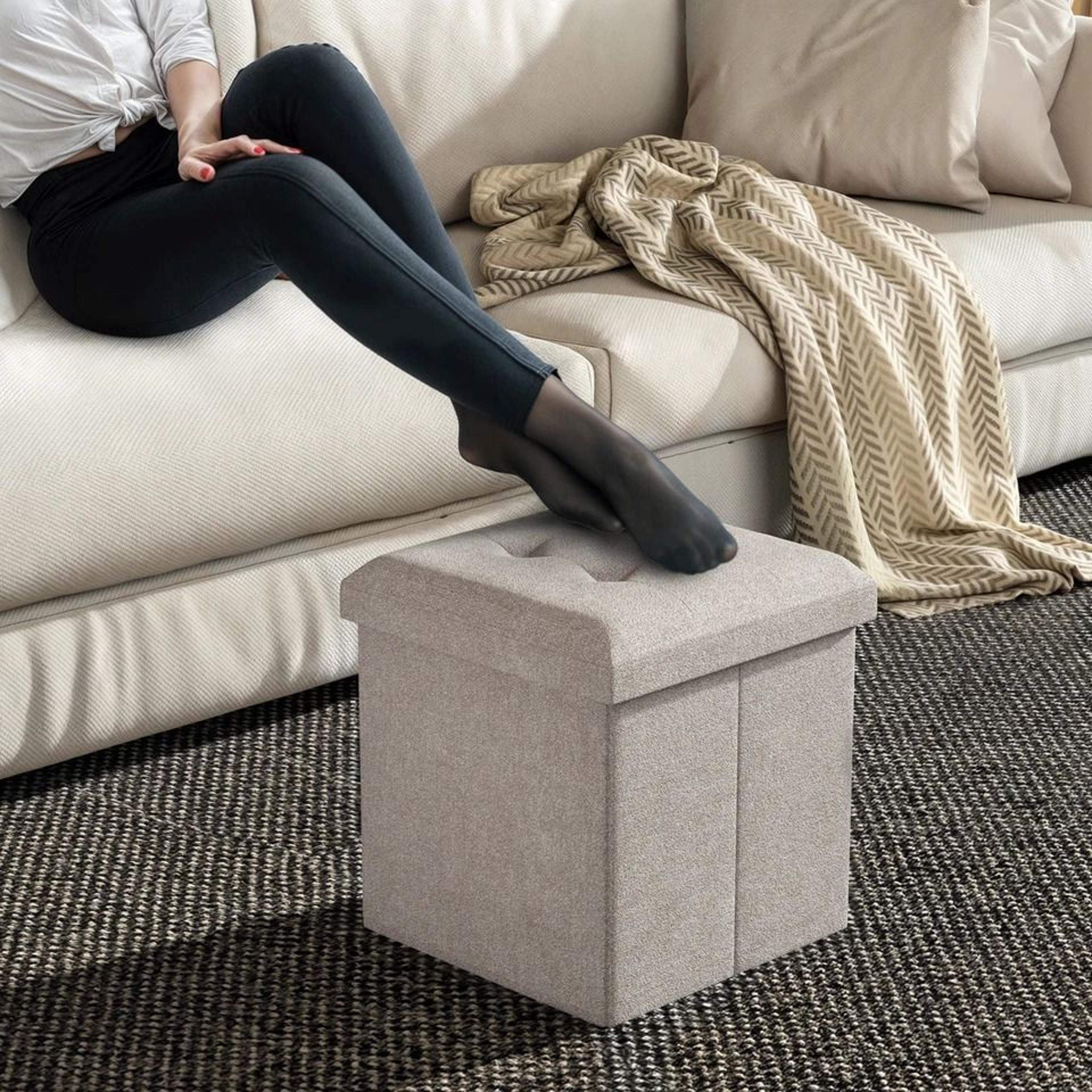 storage cube footrest stool with classic fabric for living room home decor