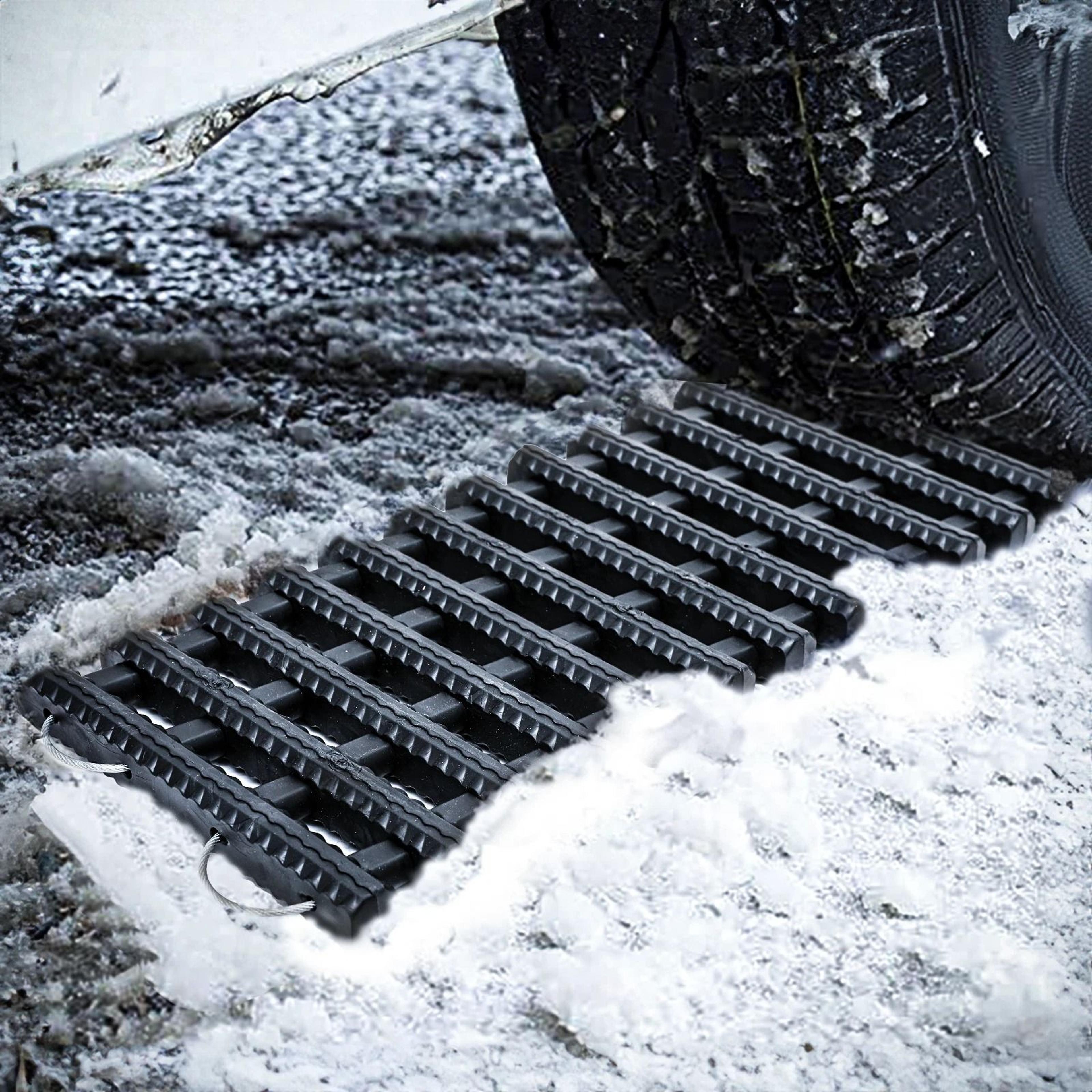 portable vehicle traction mat for snow, mud, & sand | emergency recovery track for cars and trucks