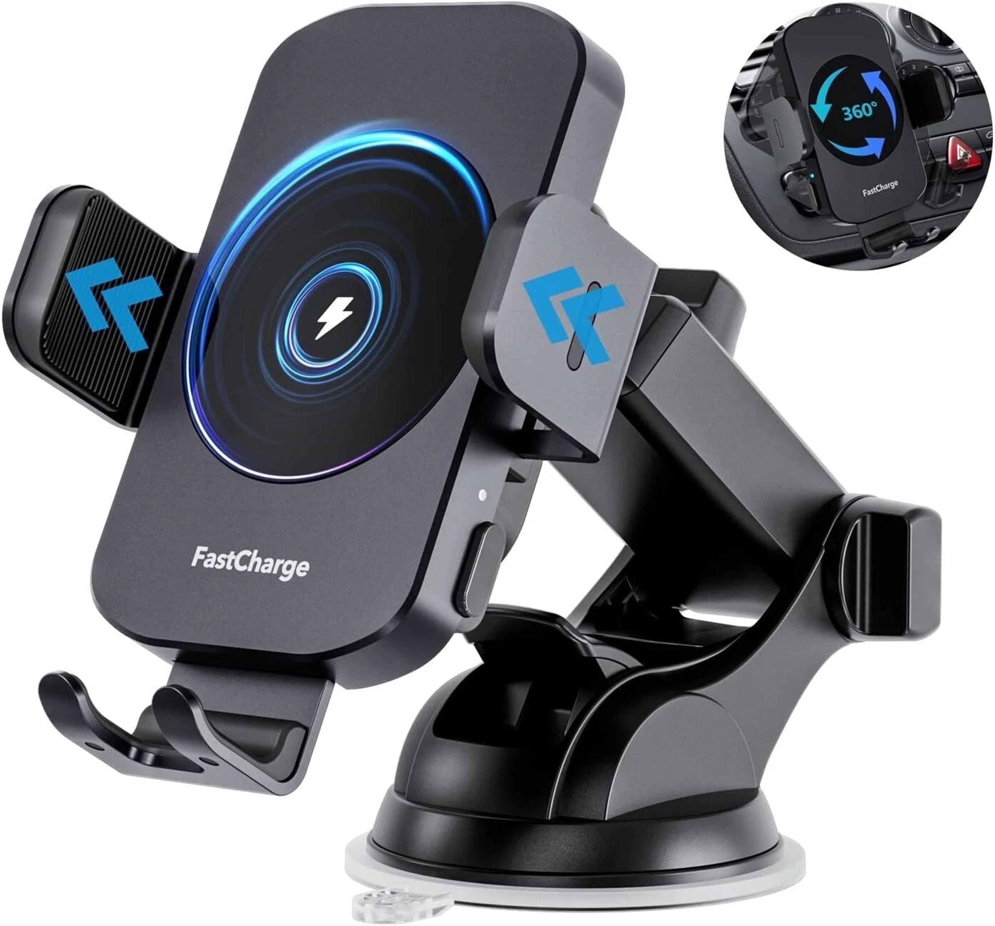 wireless car charger with magnetic holder - fast charging for dashboard & airvent
