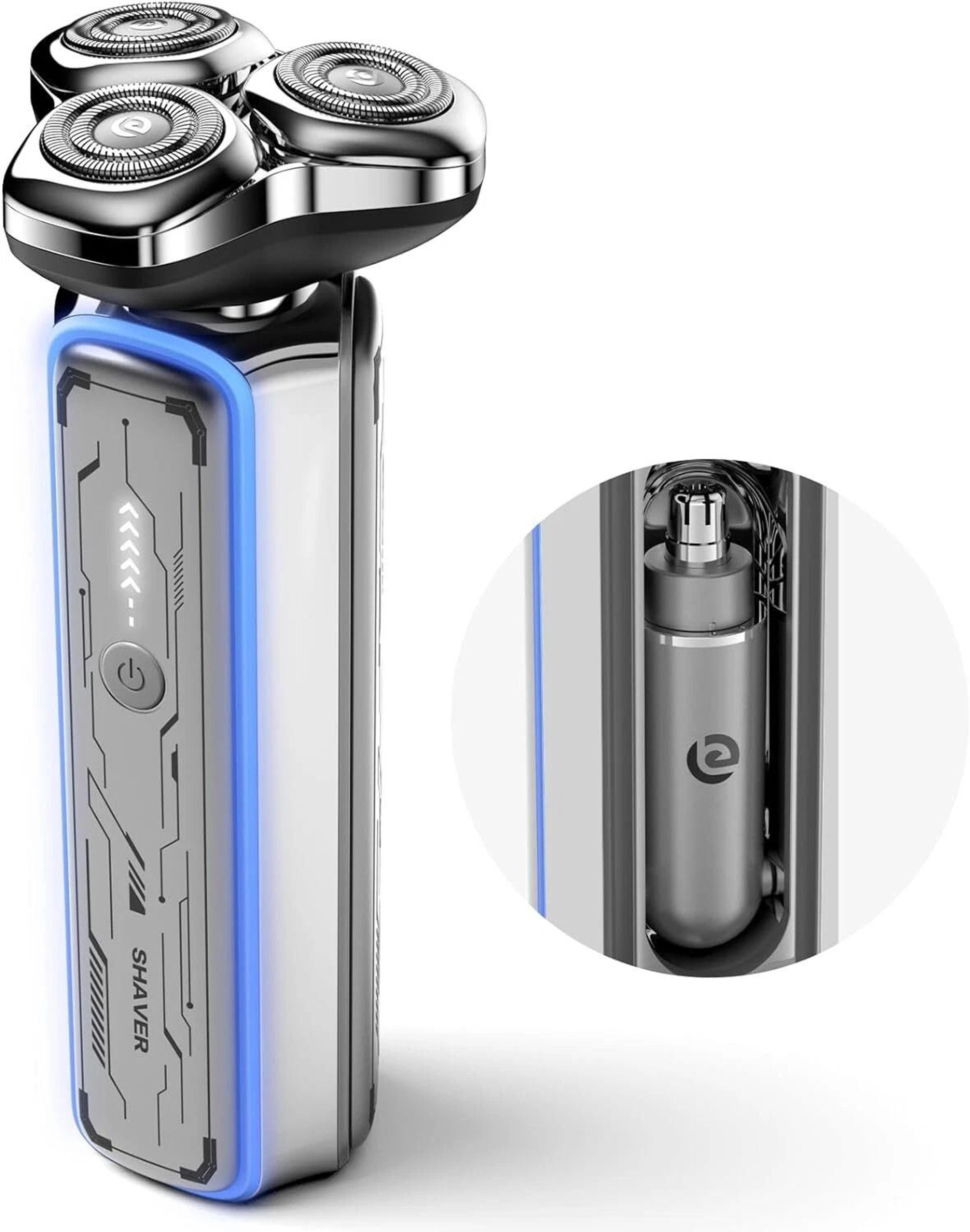 men magnetic electric shaver with built-in nose trimmer for precise grooming