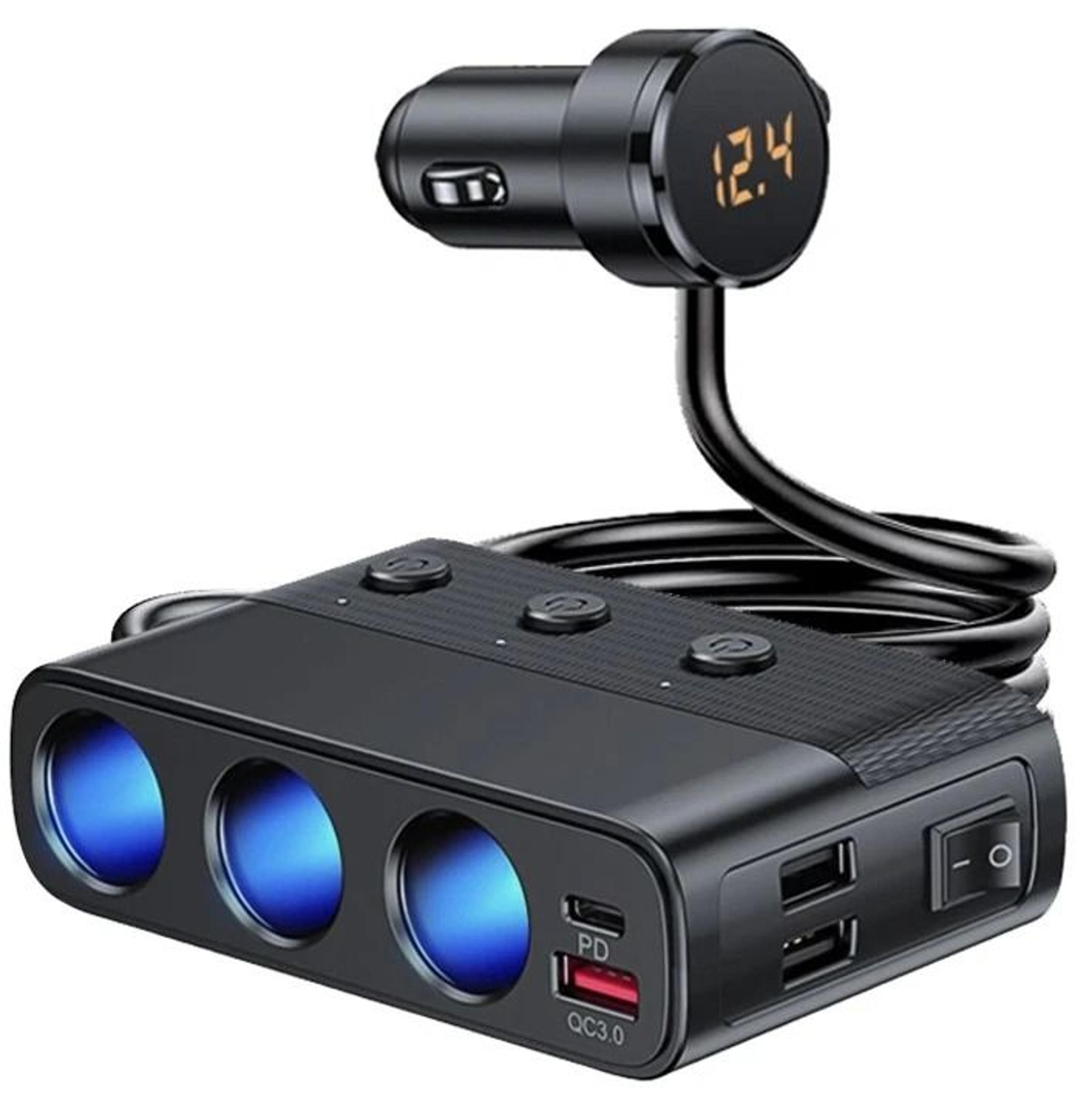 cigarette lighter splitter car charger adapter with sockets and usb ports for multi-device charging