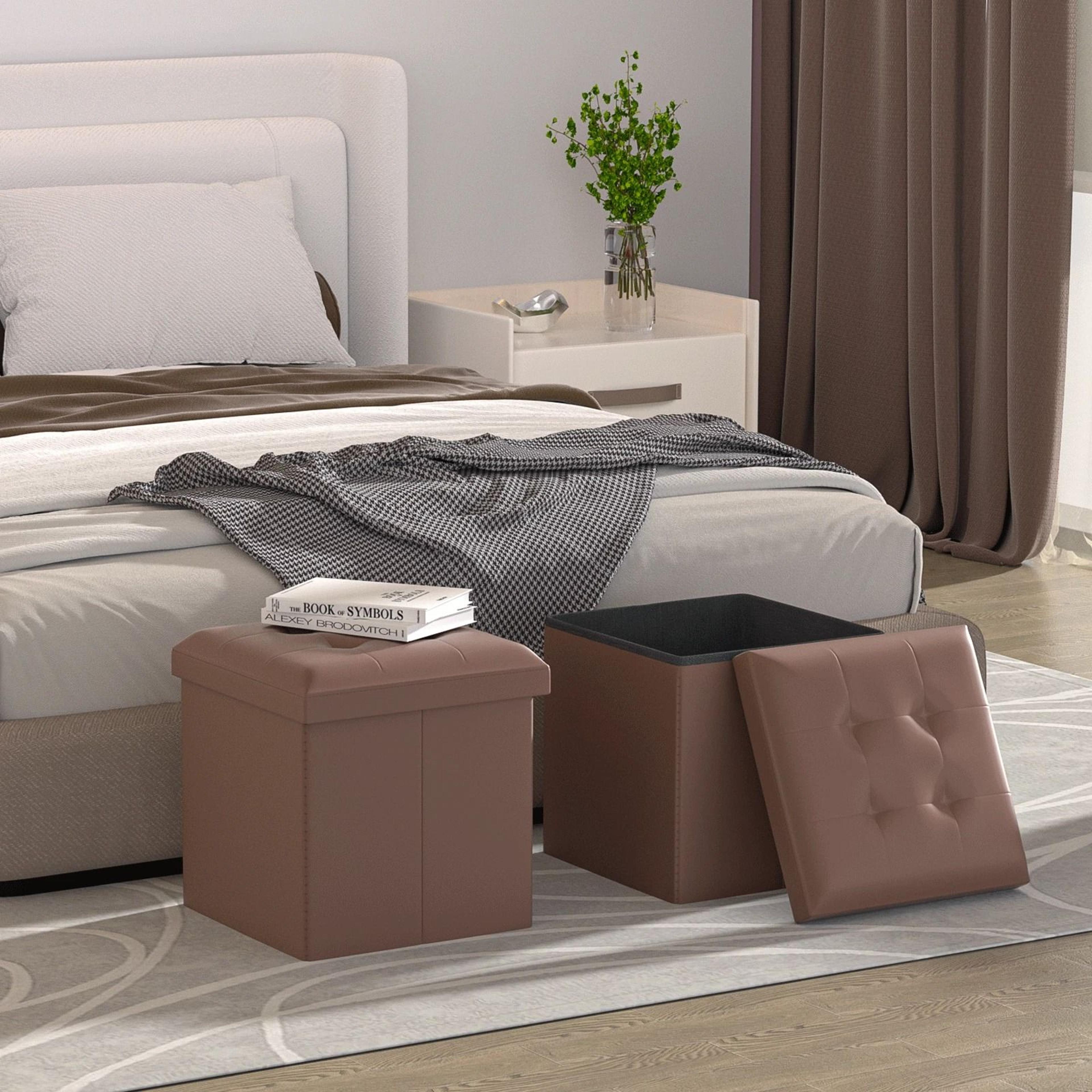folding storage ottoman foot rest stool bench with flipping lid