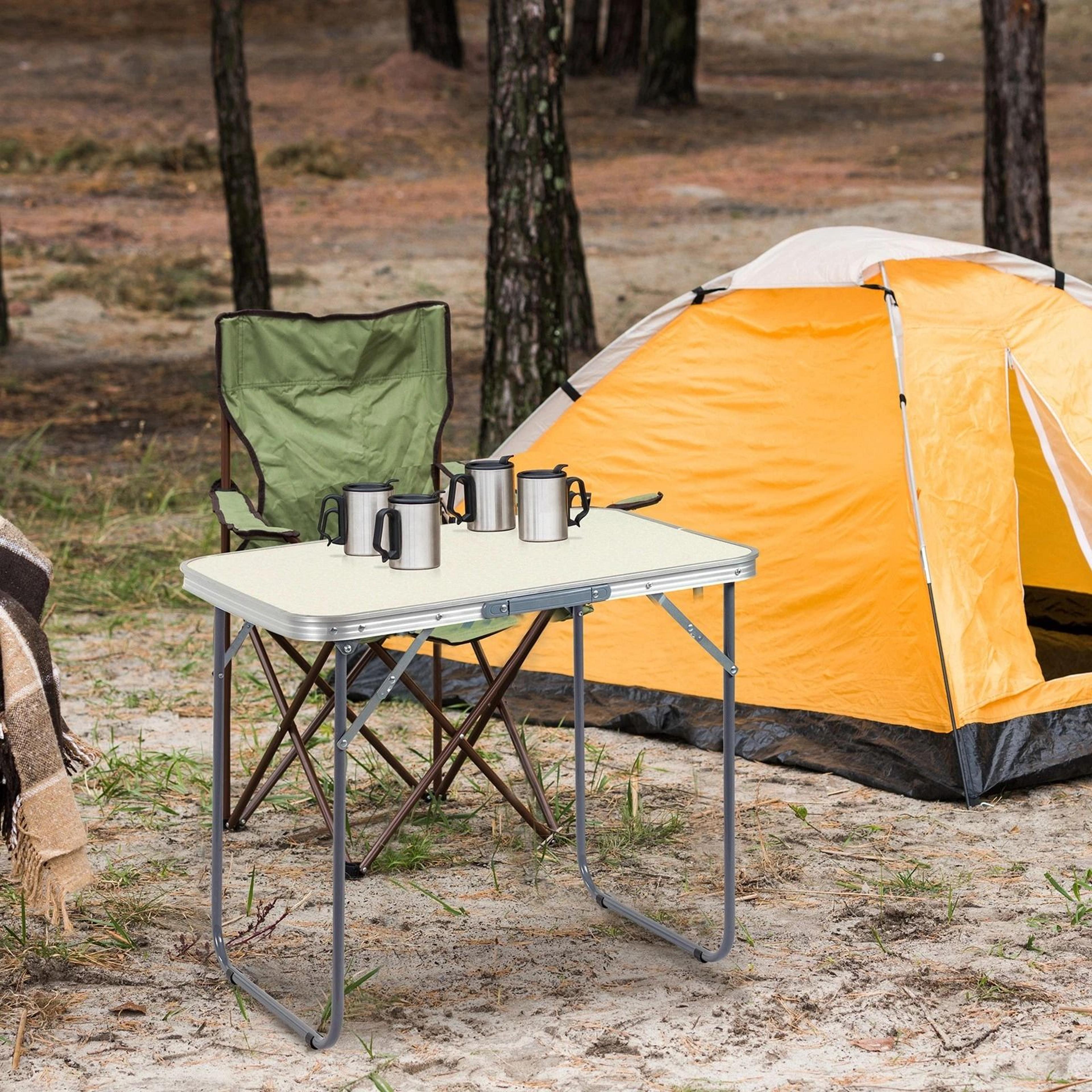 portable aluminum folding table - perfect for picnic, camping, and outdoor activities – adjustable height, lightweight