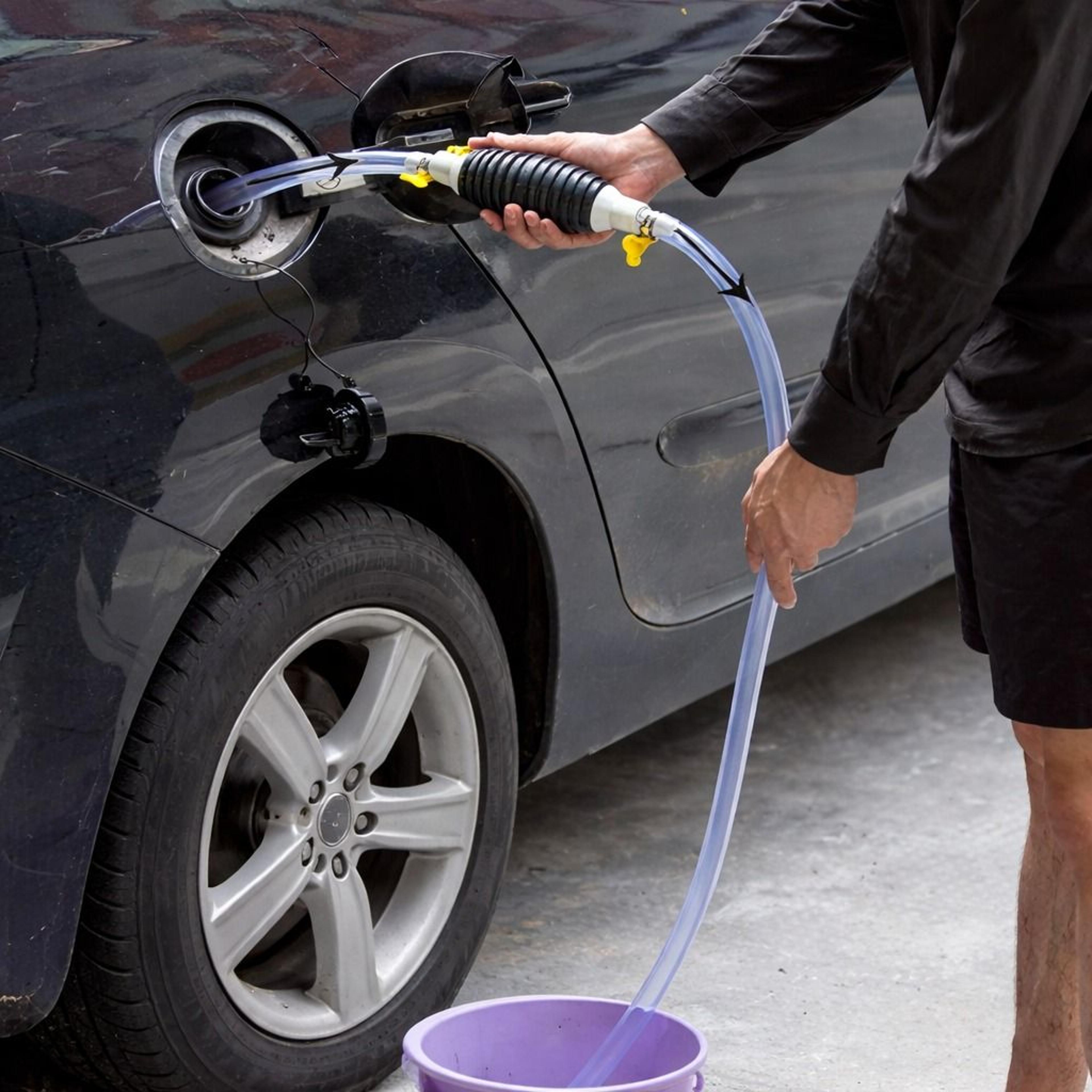 portable manual siphon hand pump for car fuel transfer – gasoline, petrol, & diesel