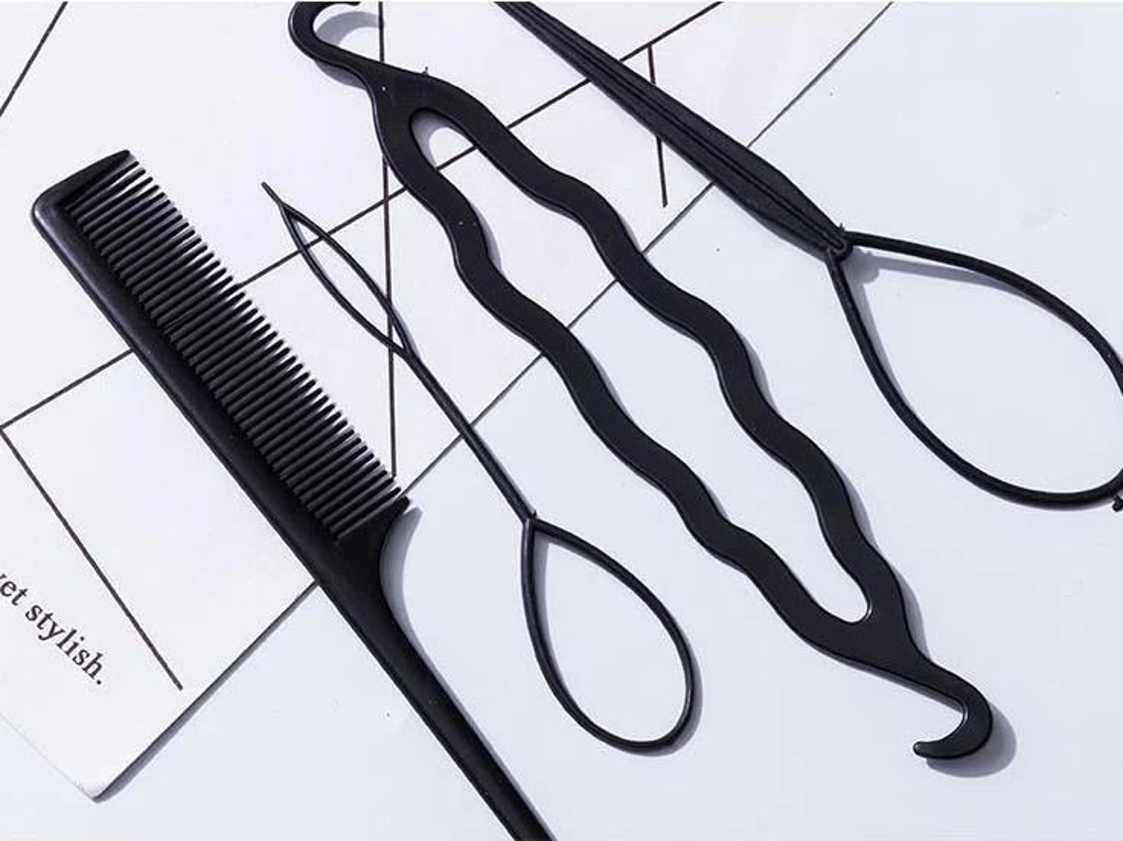 hair styling tools set french braid topsy tail clip & diy bun maker tool for effortless hair styling