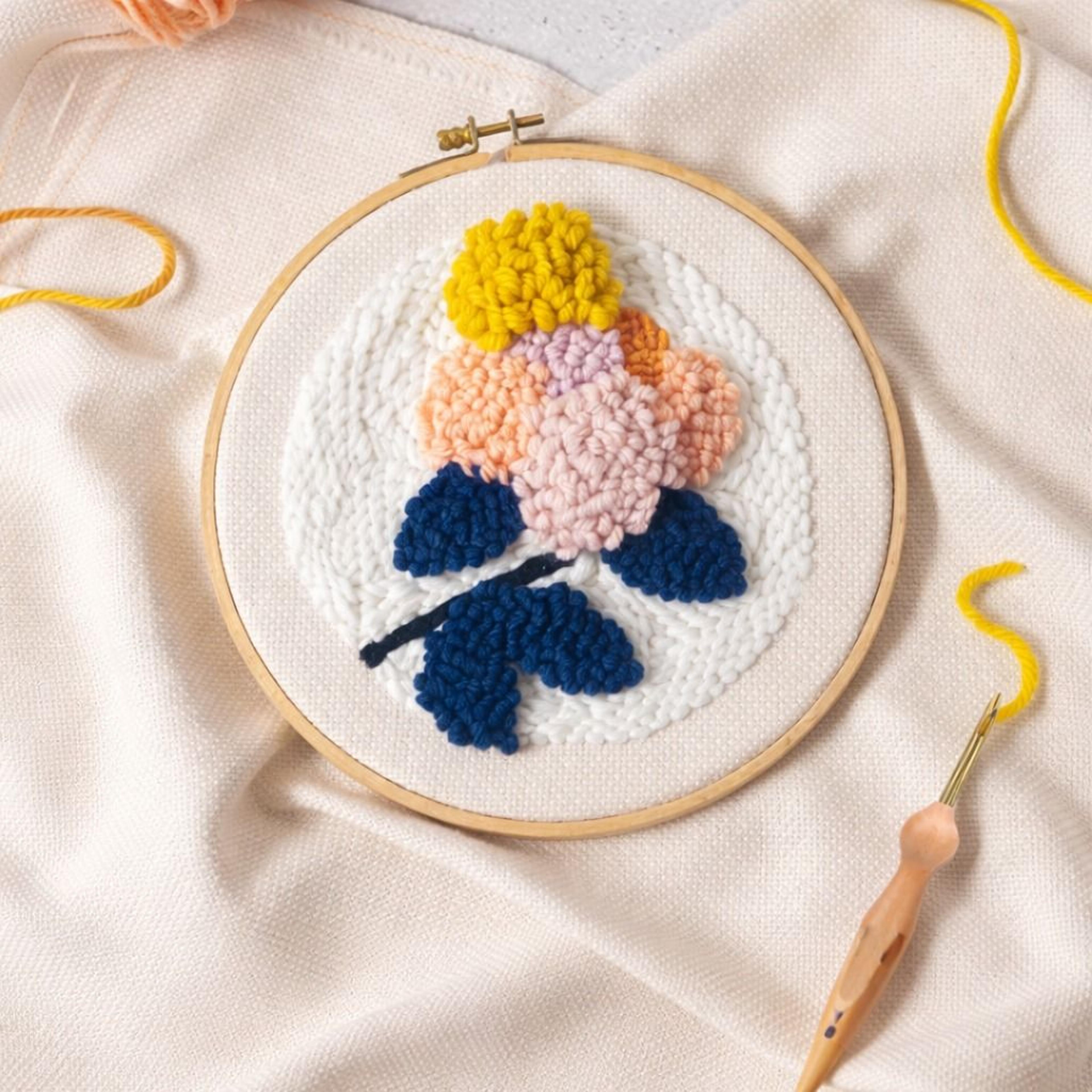 punch needle embroidery kit for beginners cross stitching tool set with wooden and metal needles