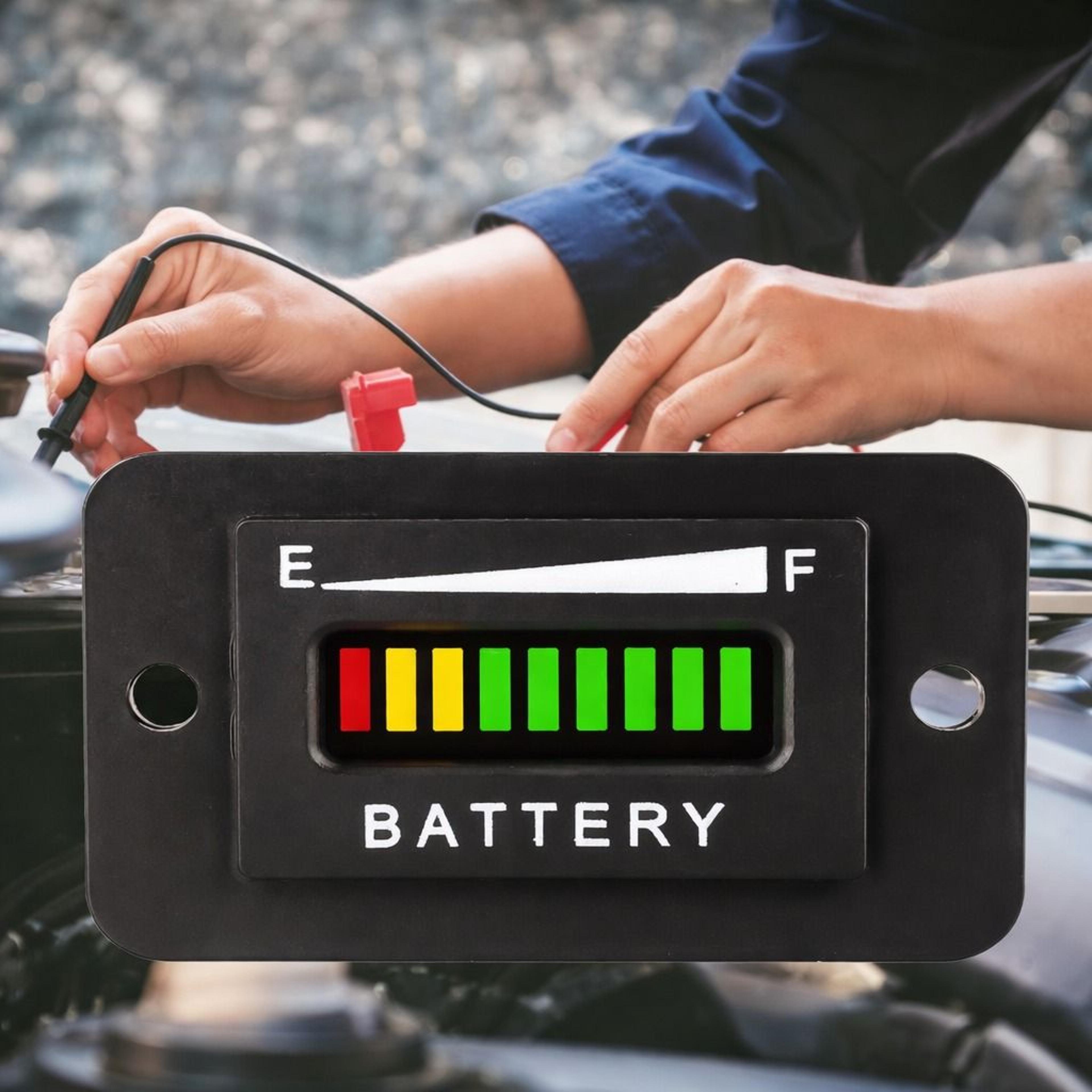 battery indicator meter gauge for golf cart, boat, atv, and more