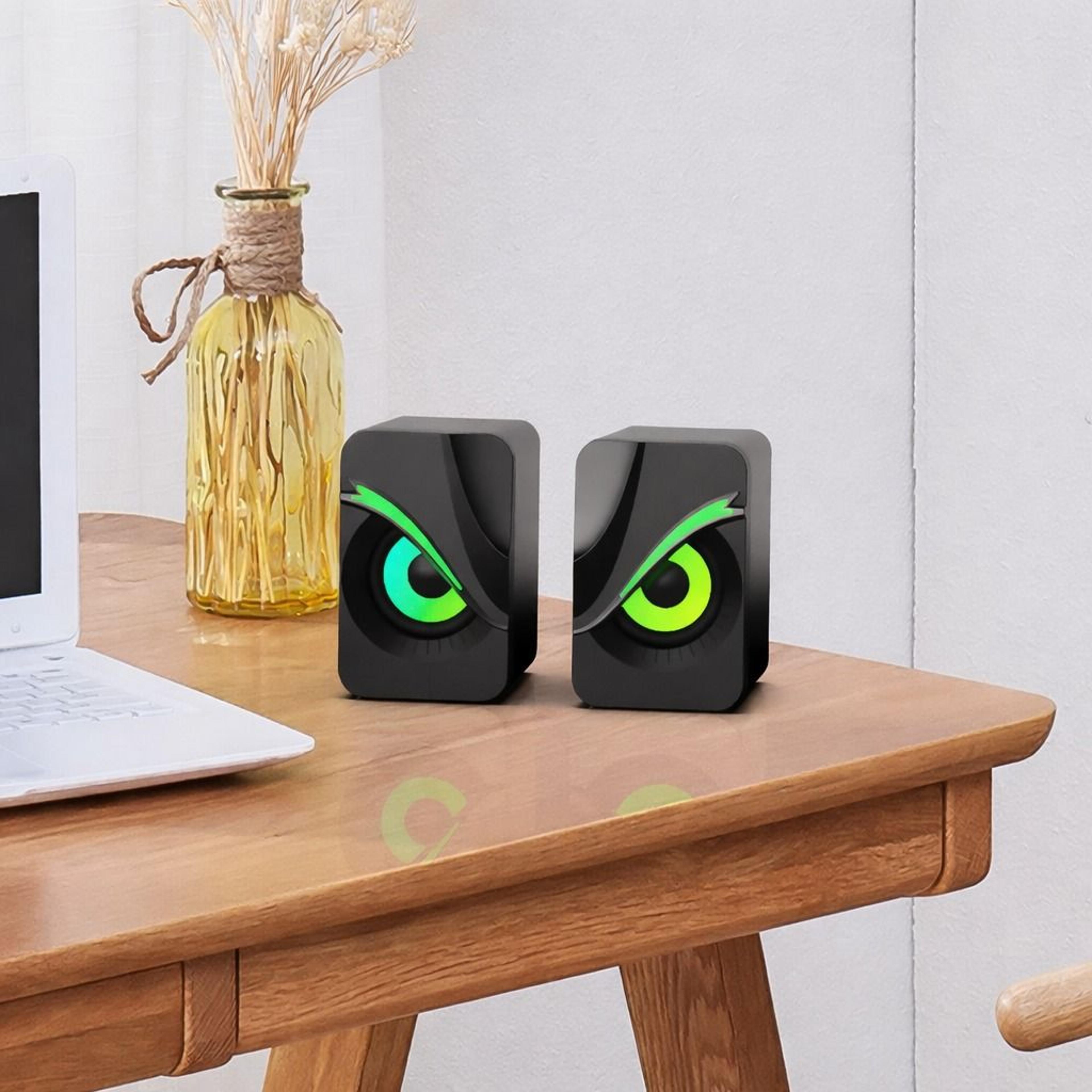 rgb led computer speakers with enhanced bass wired usb stereo system for desktop & laptop