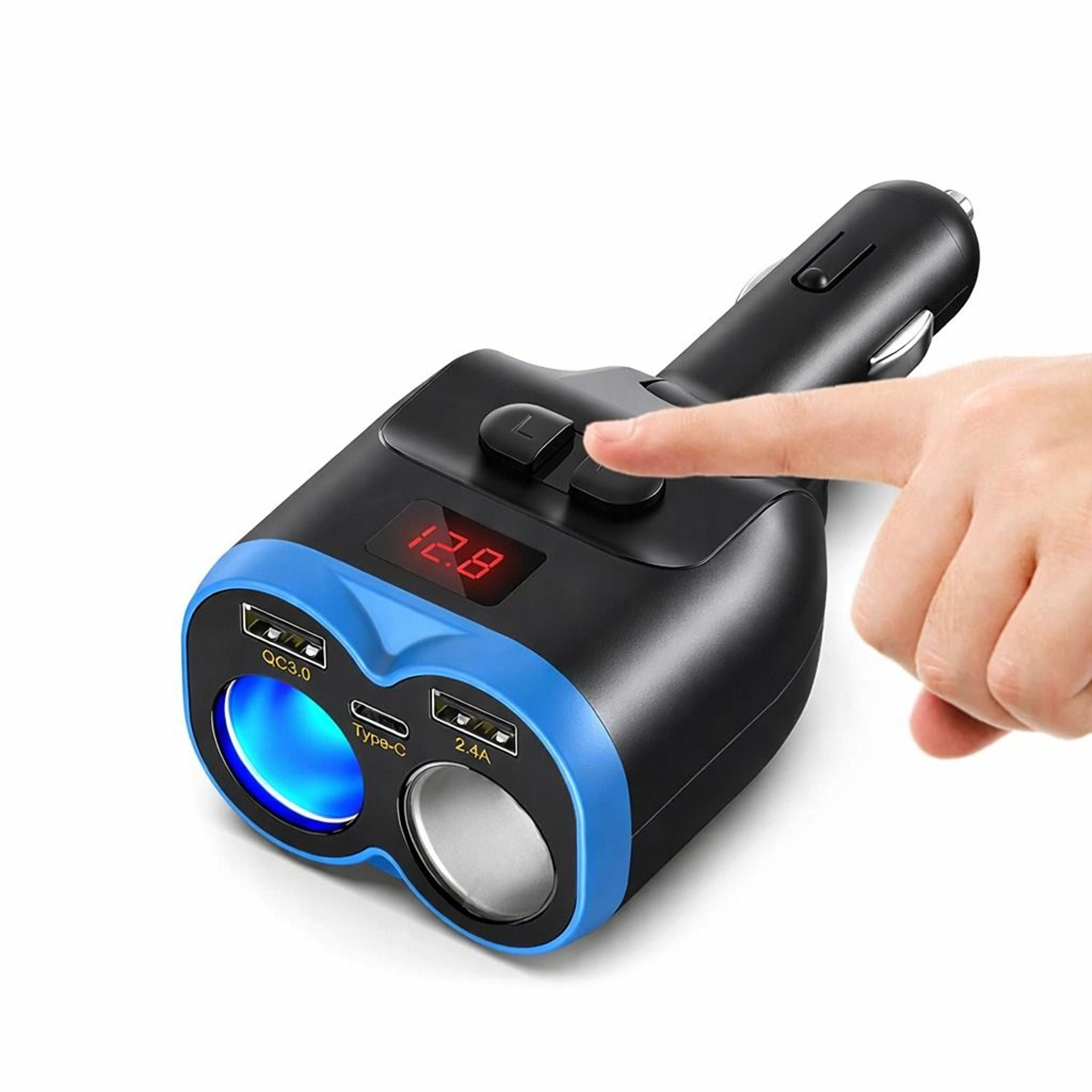 car cigarette lighter socket splitter with dual usb & pd charger