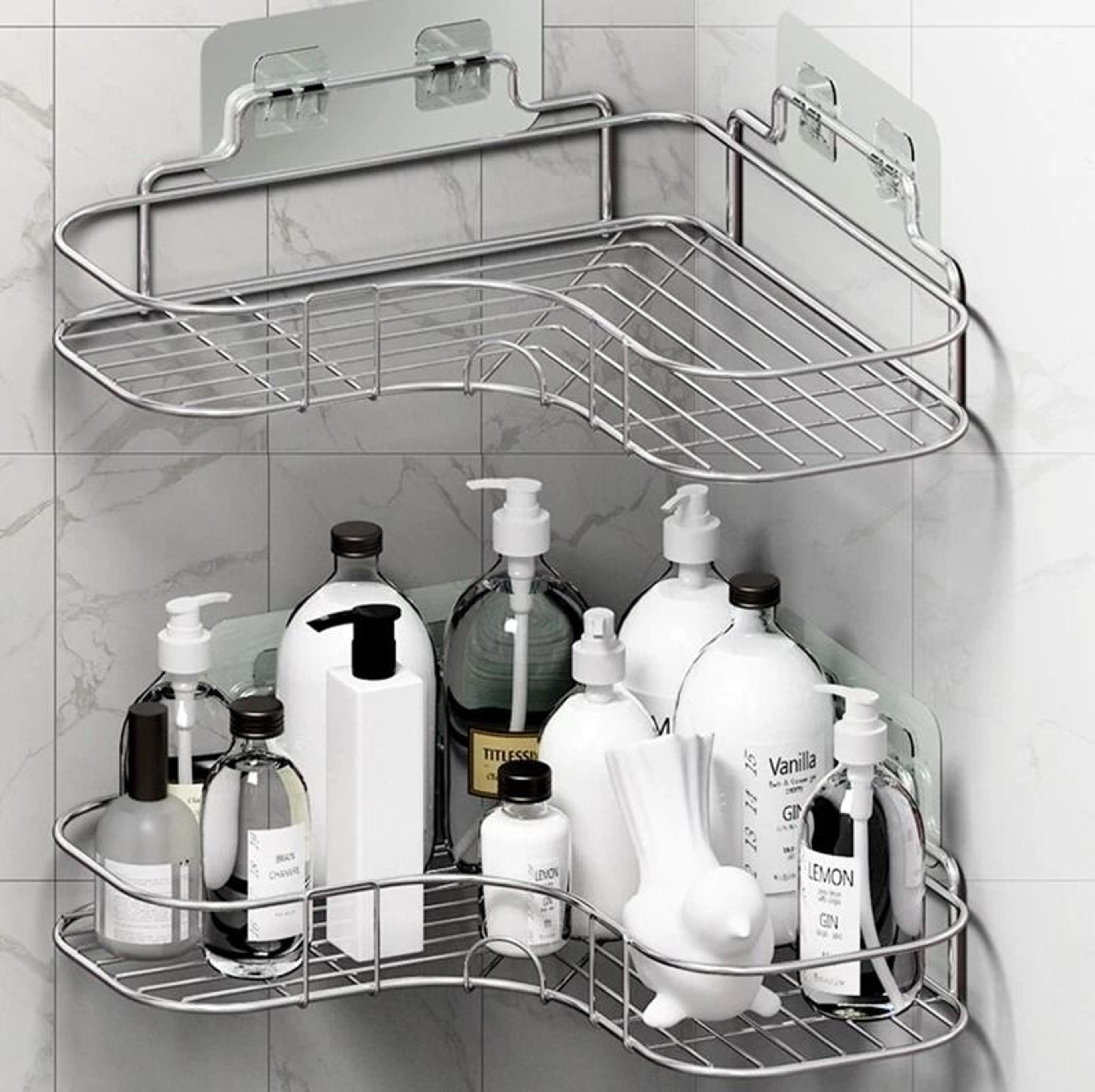 stainless steel corner shower caddy bathroom corner shelf adhesive shower storage organizer