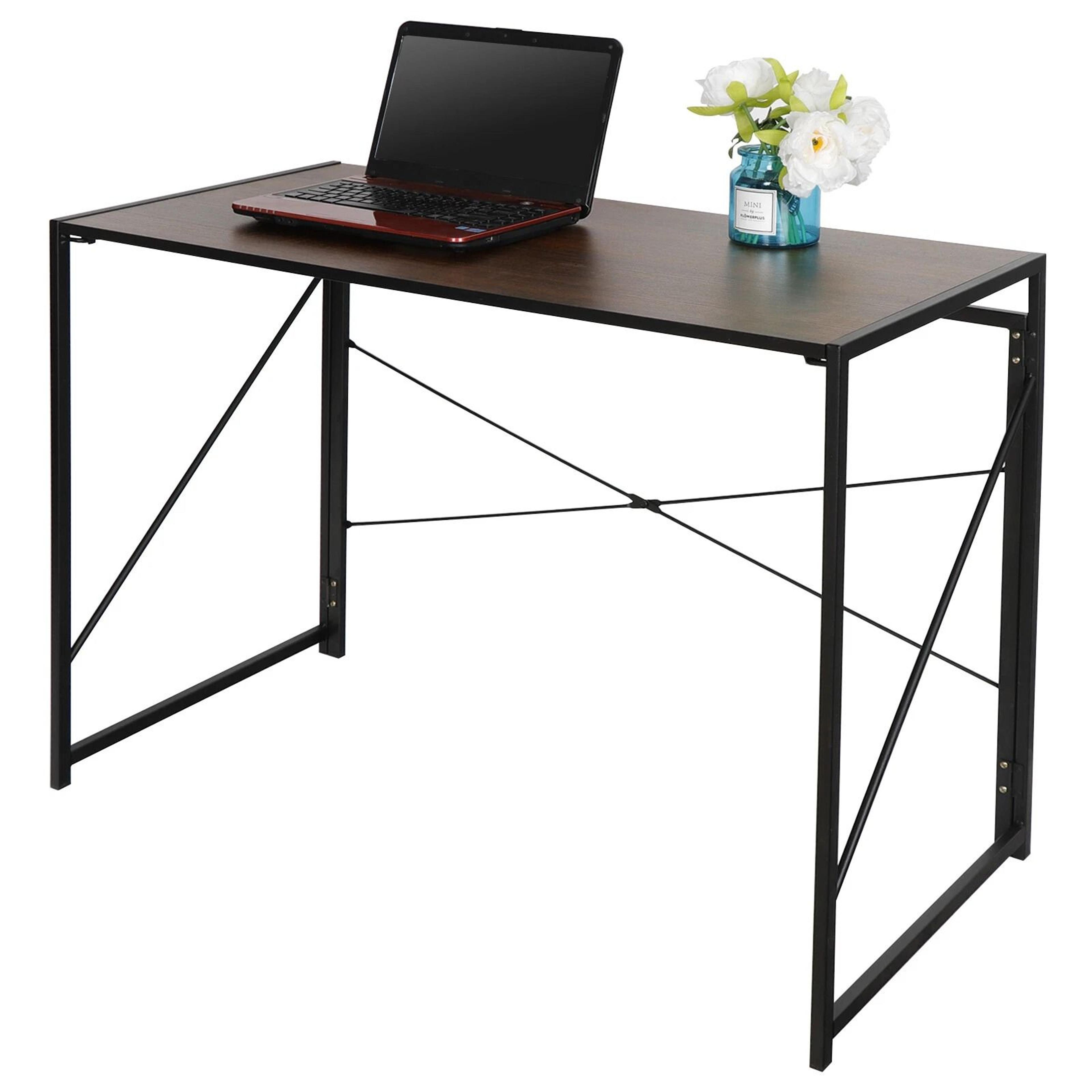 foldable home office desk compact computer writing desk portable laptop workstation table