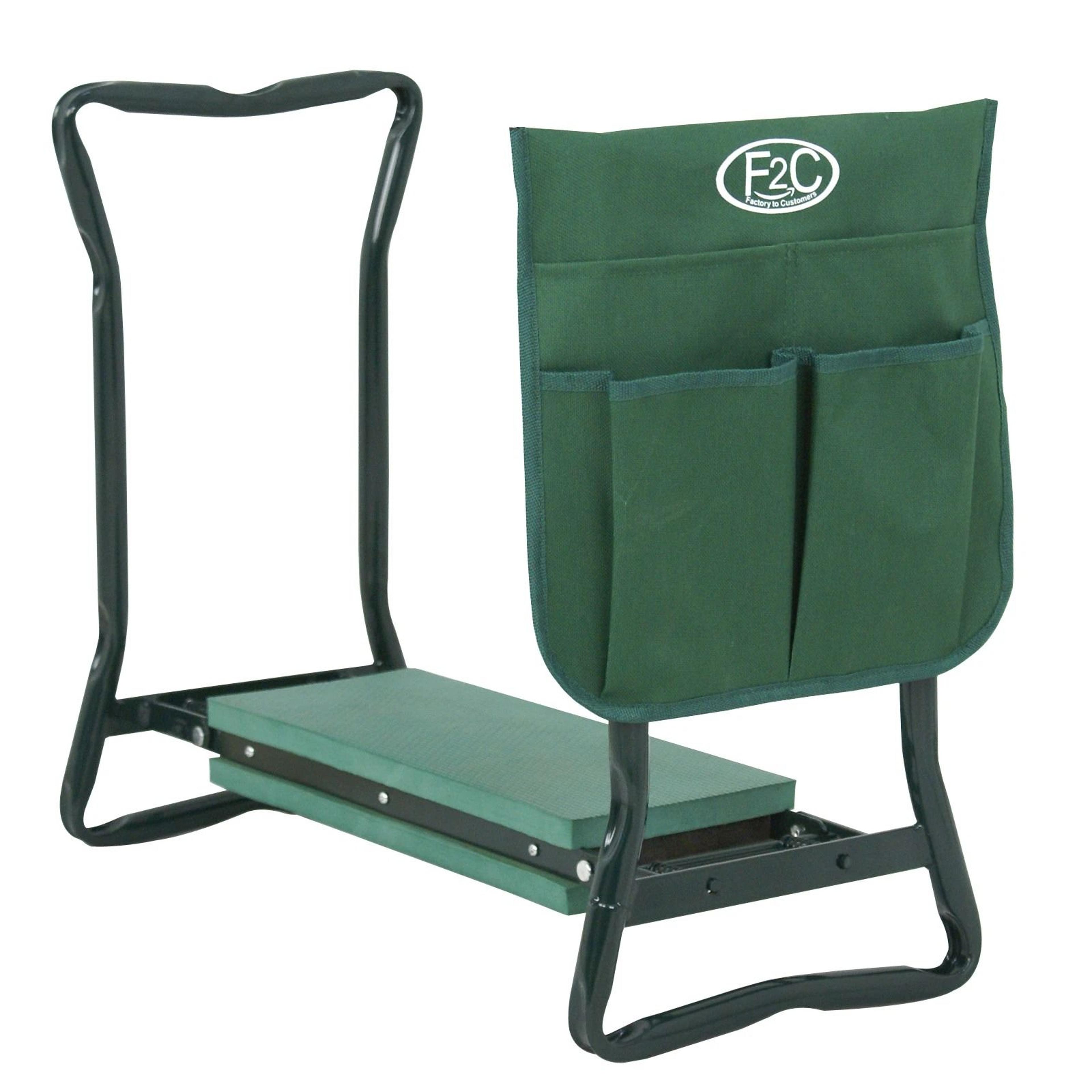 foldable garden kneeler and seat with tool pouch cushioned heavy duty gardening bench