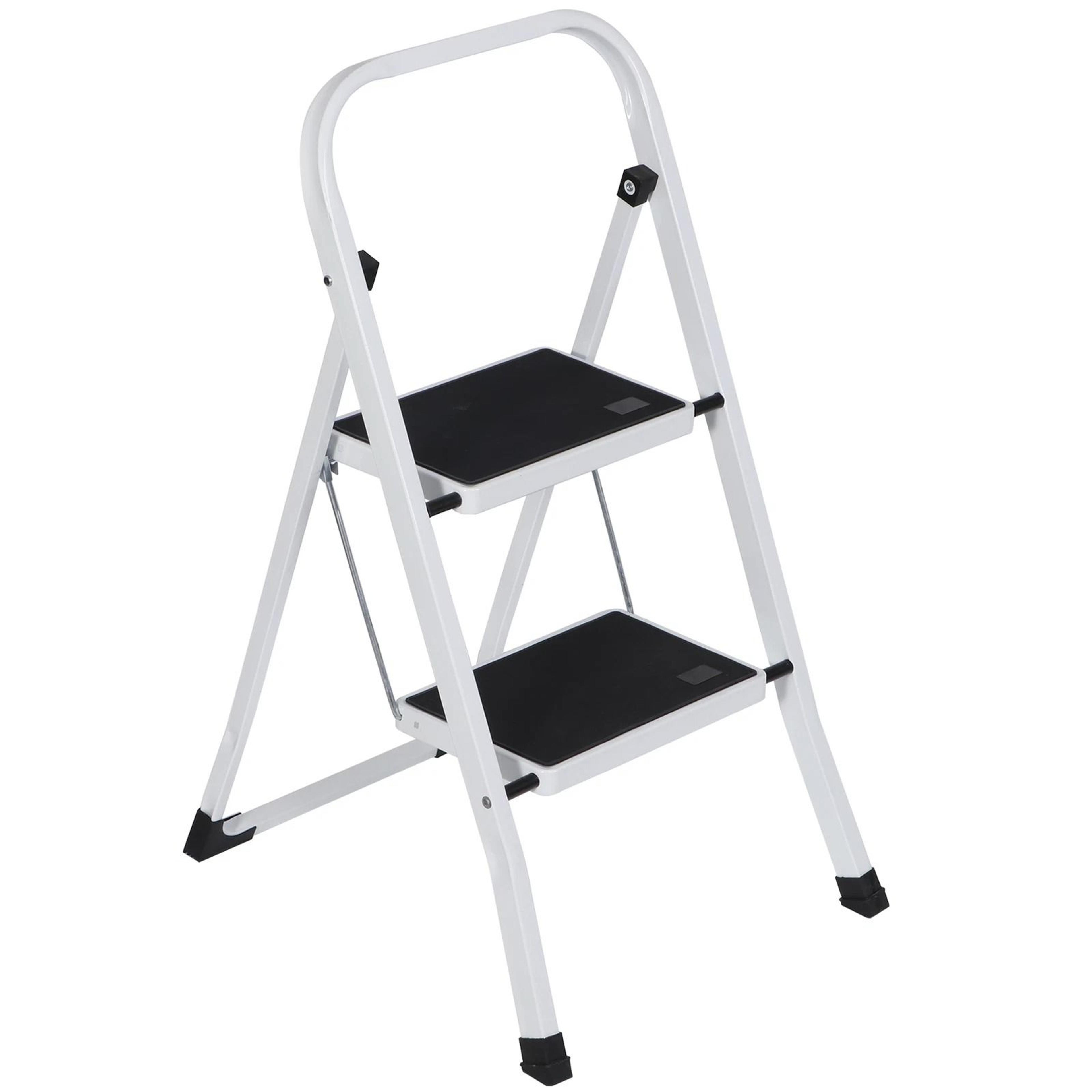 heavy duty folding step ladder with anti slip pedal, portable steel step stool ladder for home & kitchen