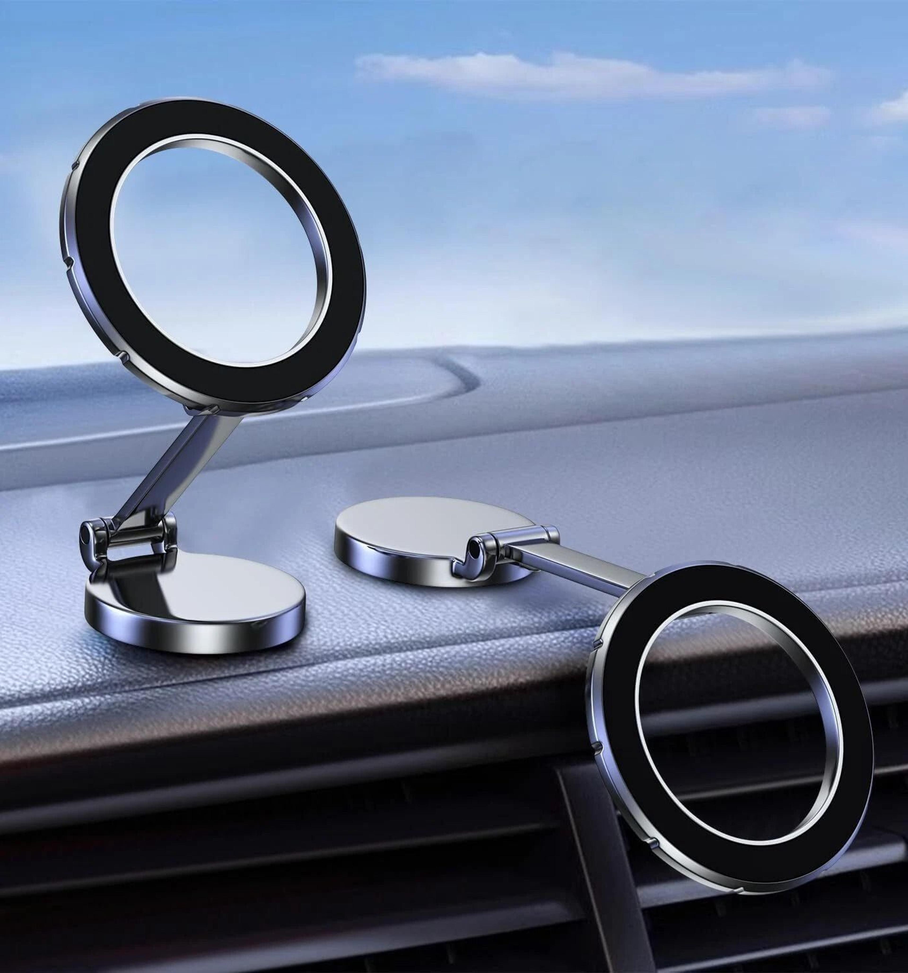 strong magnetic car dashboard phone holder foldable mount stand for iphone & smartphone