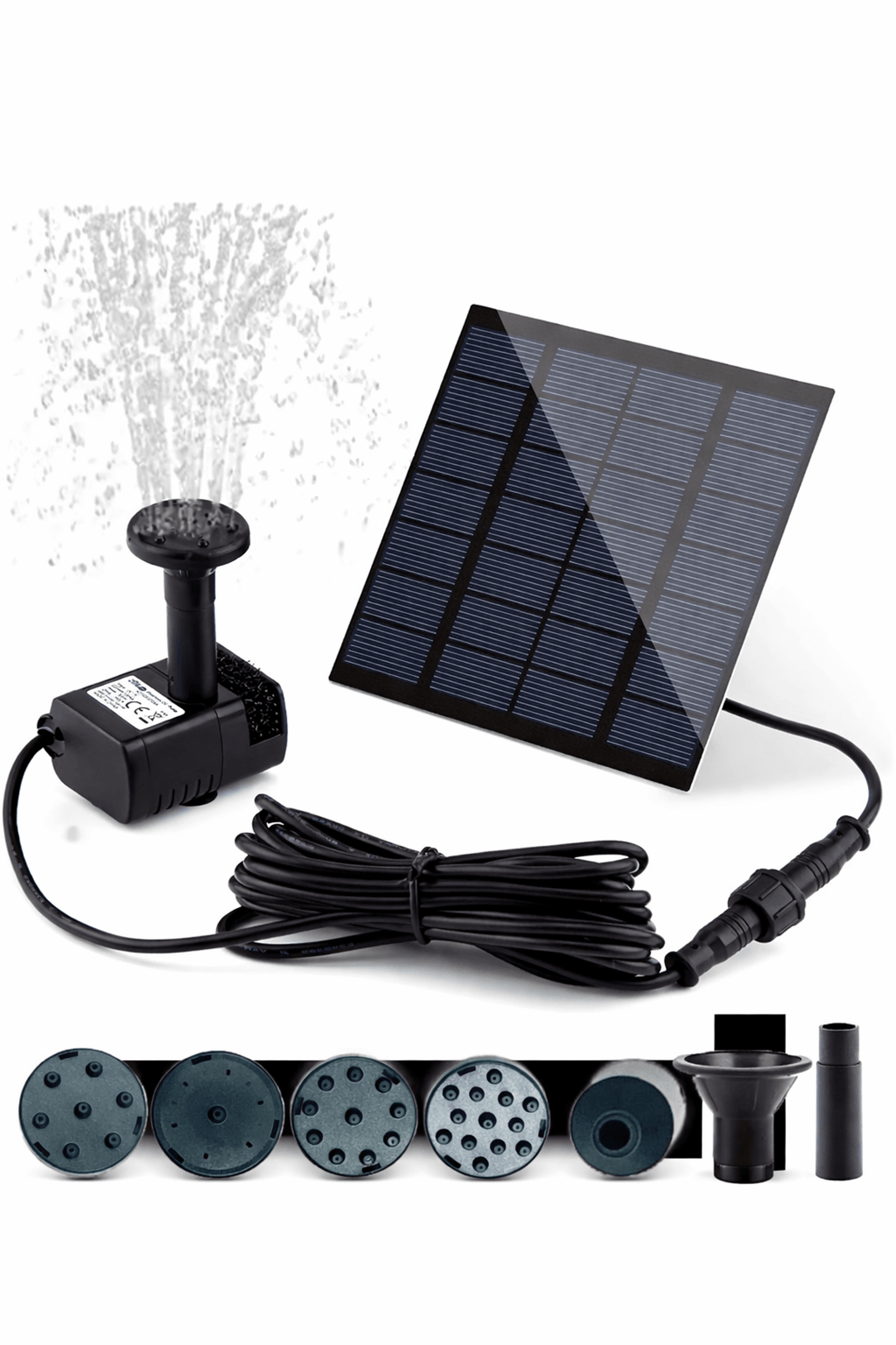 solar bird bath fountain pump with nozzles for pond and garden decor