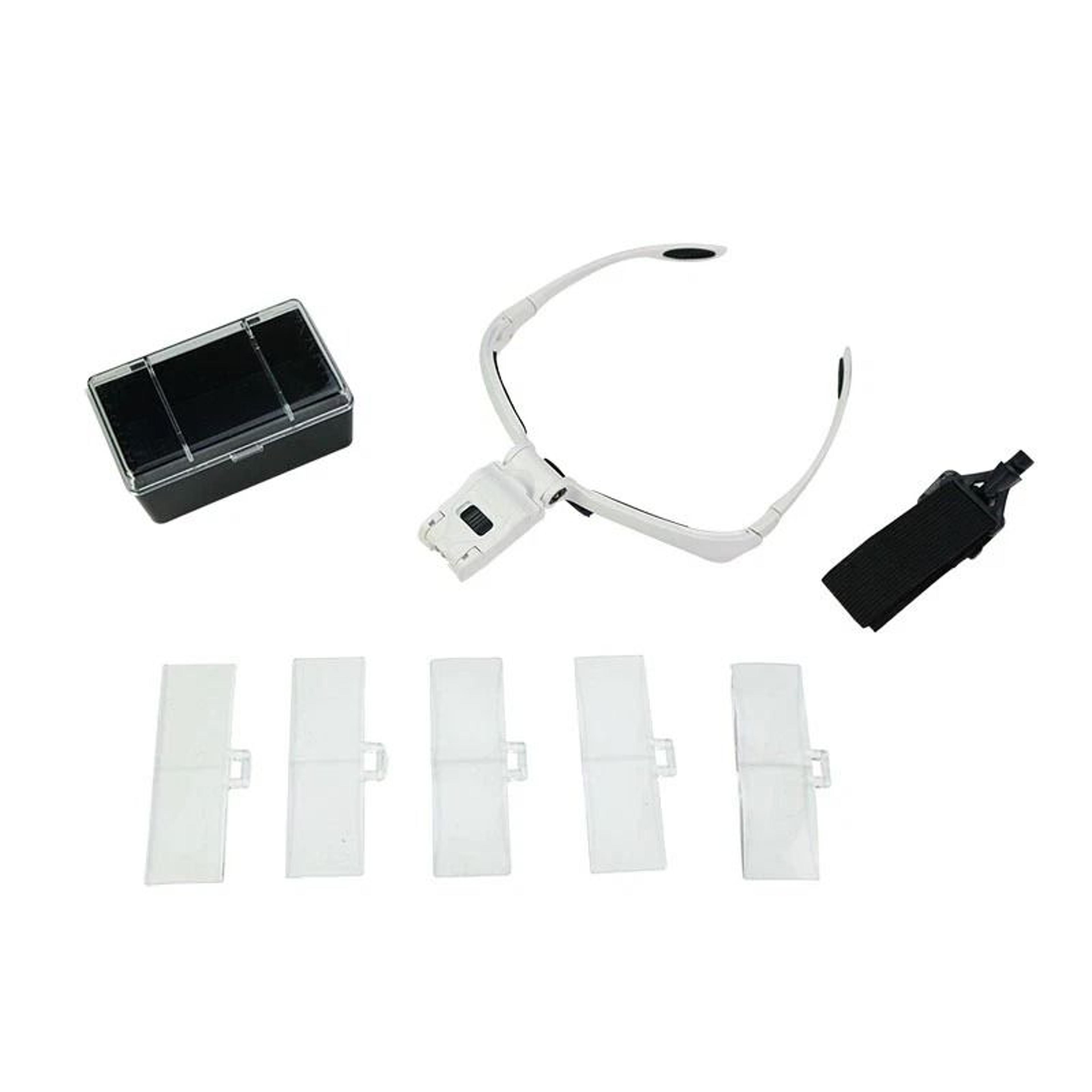 led headband magnifier with lenses and light for jewelry repair crafts and close detail work