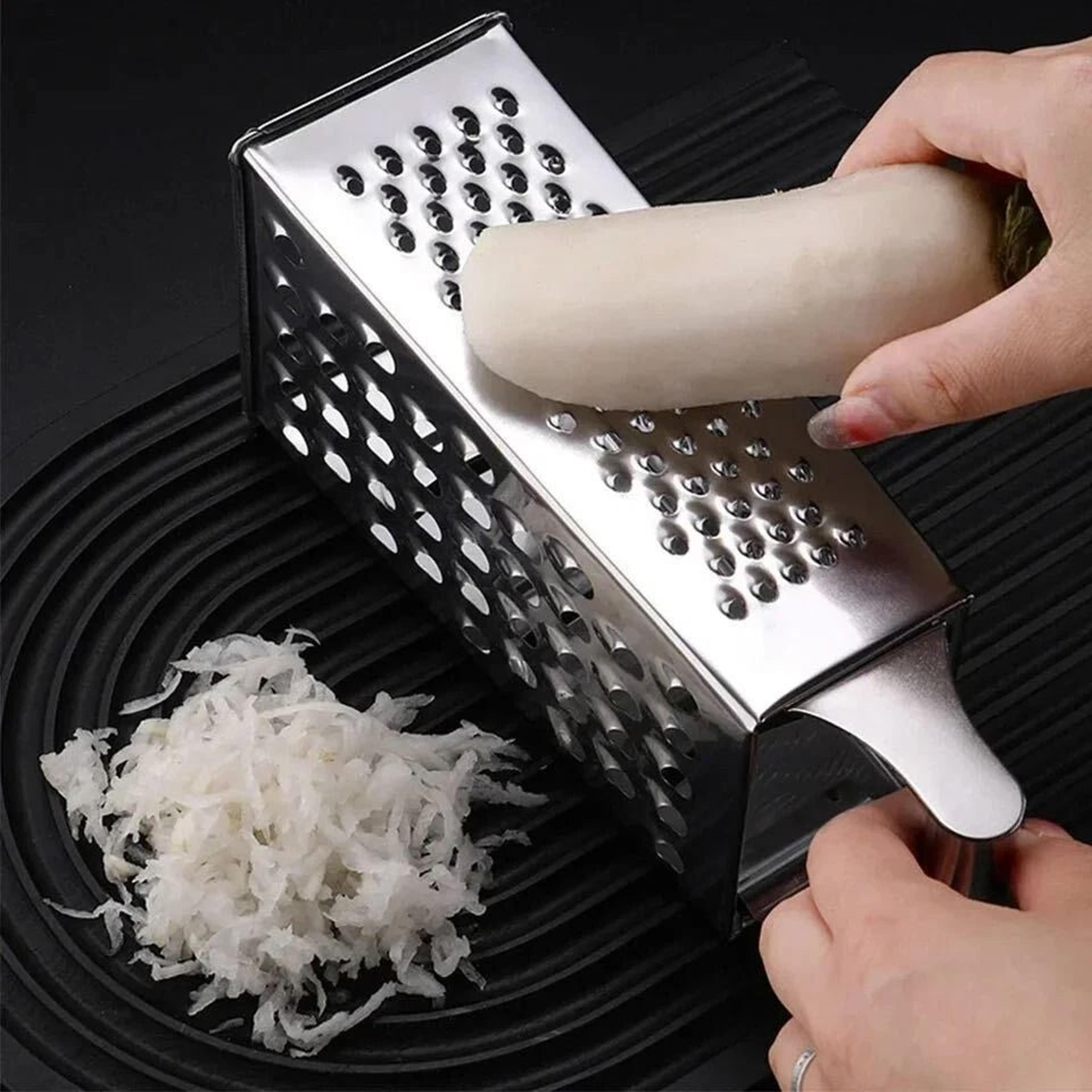stainless steel sided box grater cheese and vegetable shredder