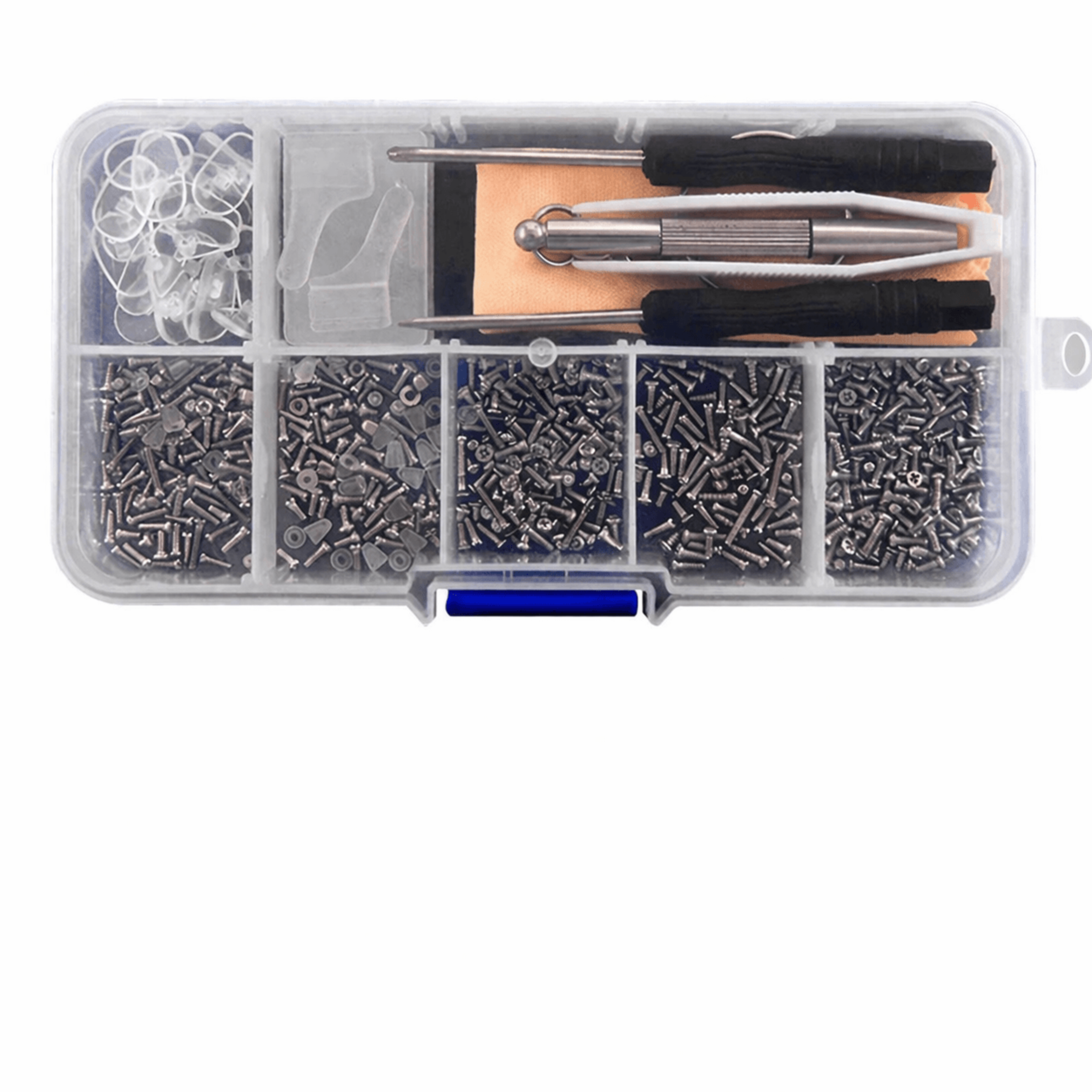 precision eyeglass repair kit with nose pads, screws & tools for glasses and sunglasses