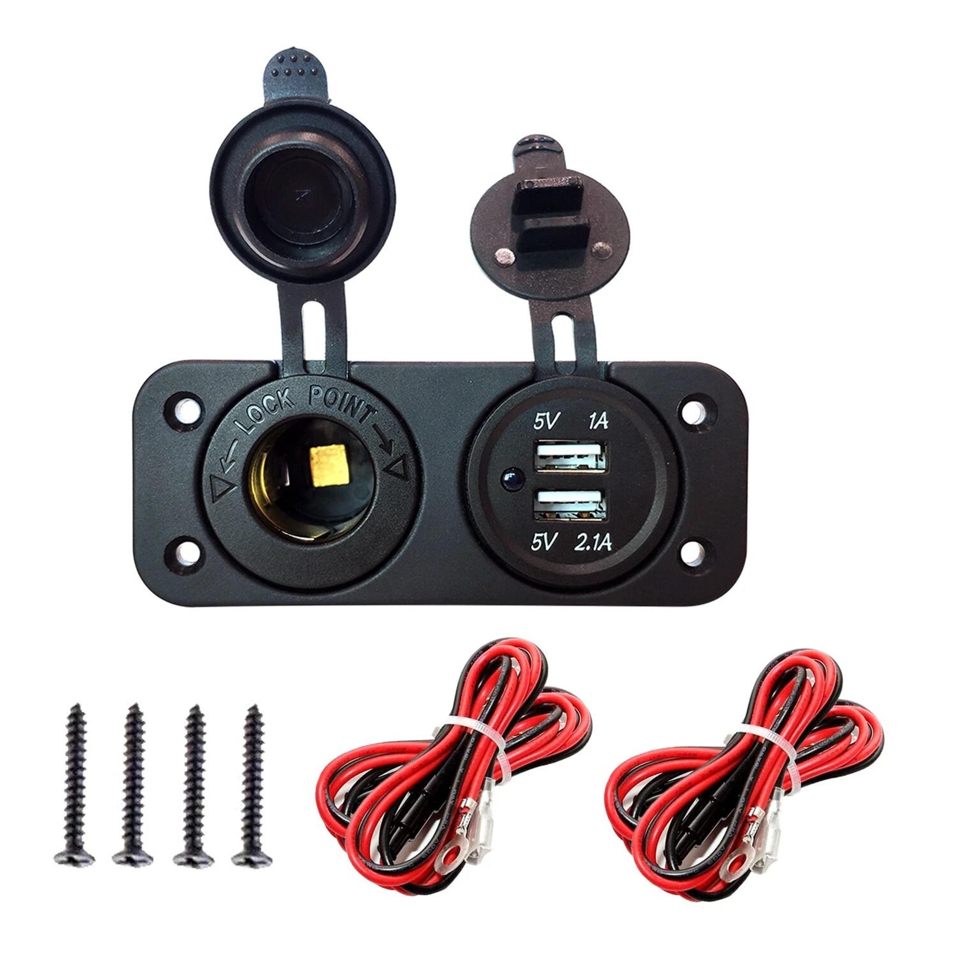 dual usb car cigarette lighter splitter car charger adapter with power socket