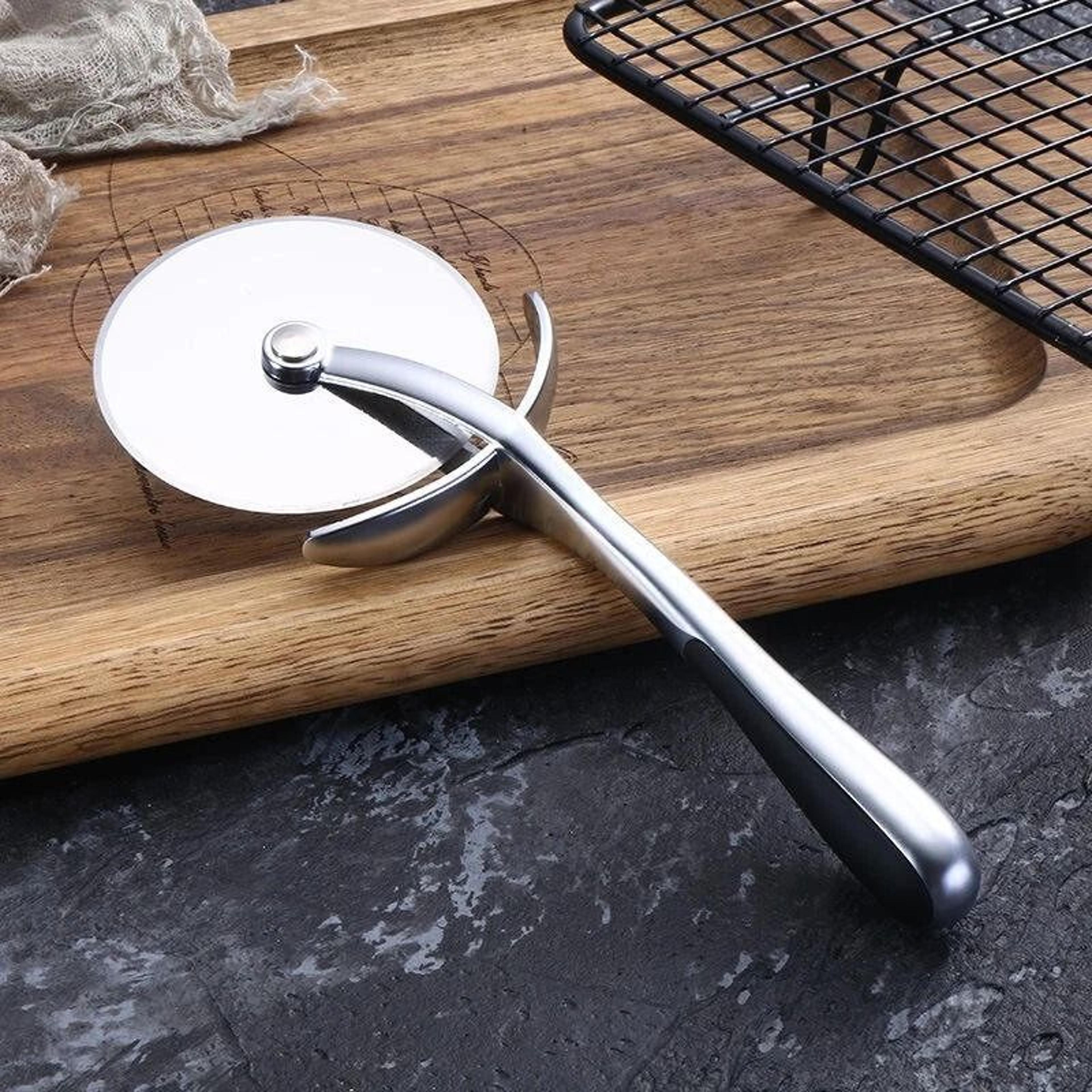 stainless steel pizza cutter rocker precision slicing tool for effortless pizza cut