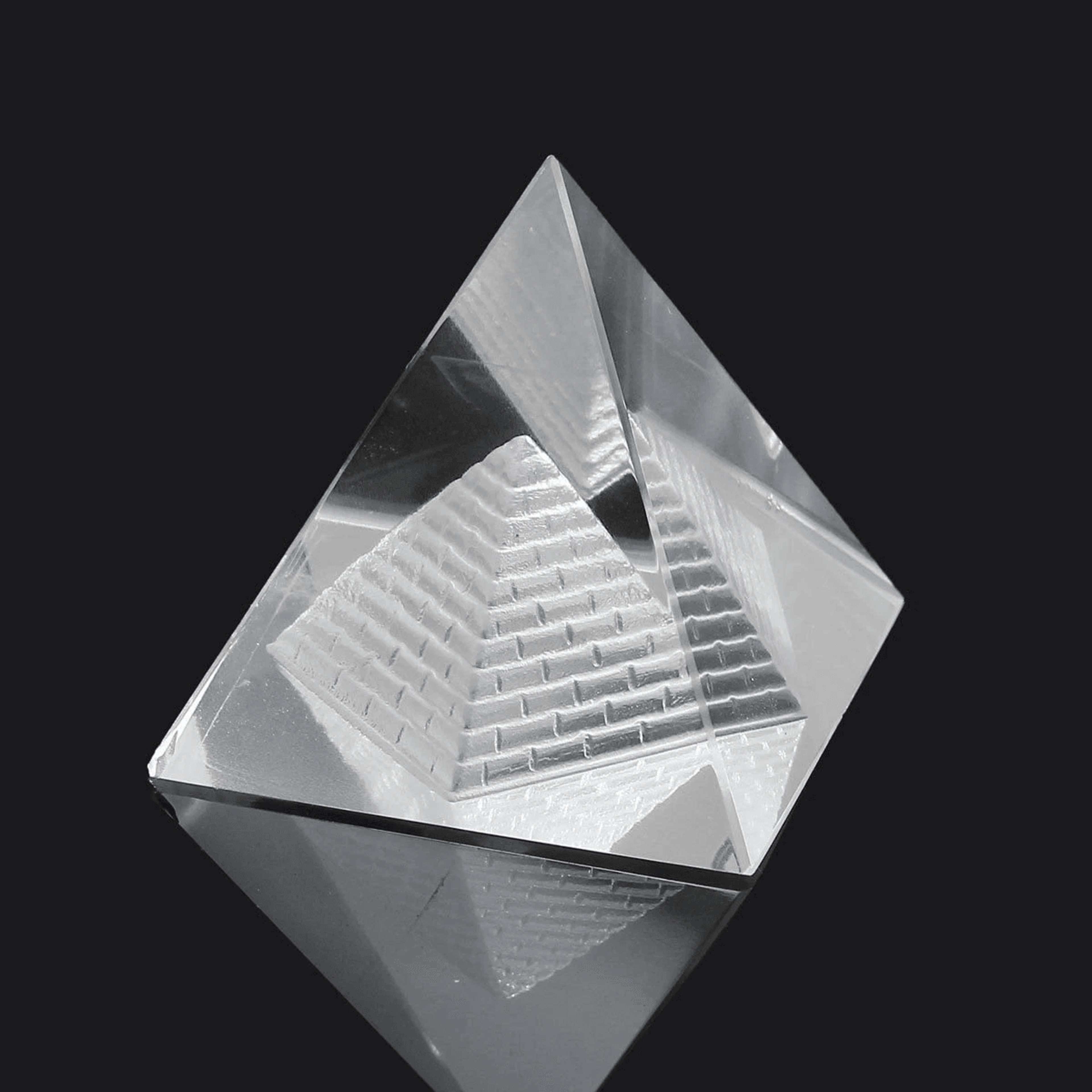 large clear quartz orgone pyramid crystal for meditation decor and energy work
