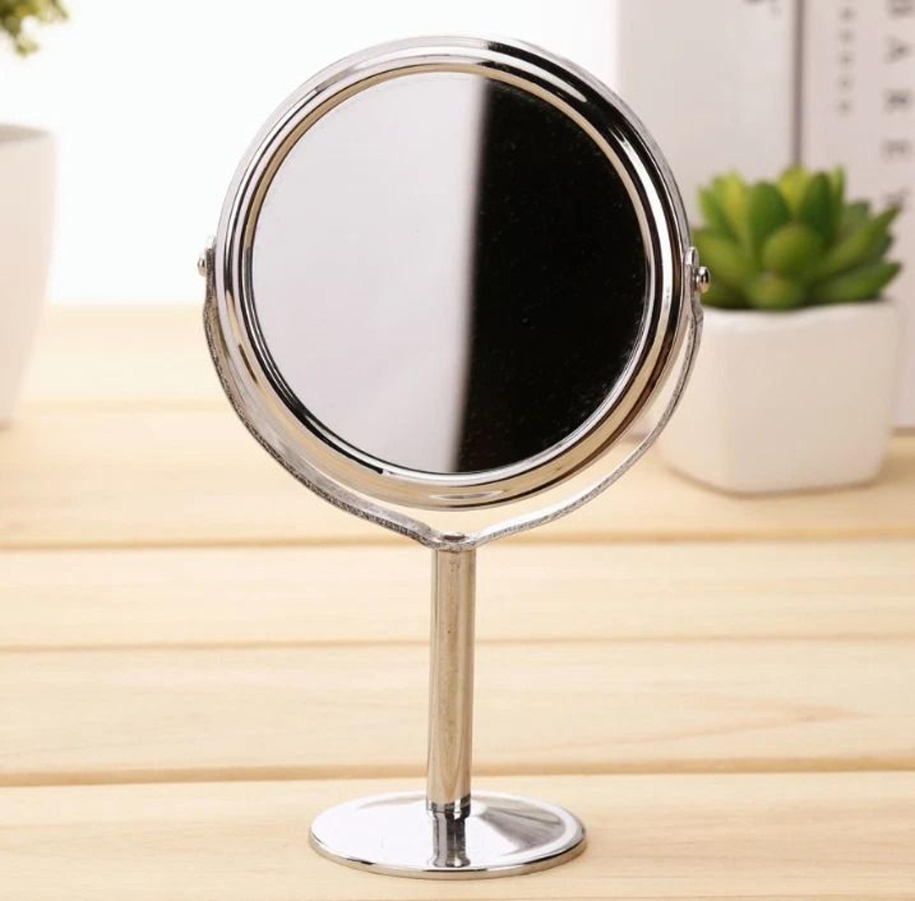 double sided makeup mirror with magnification rotating round vanity mirror