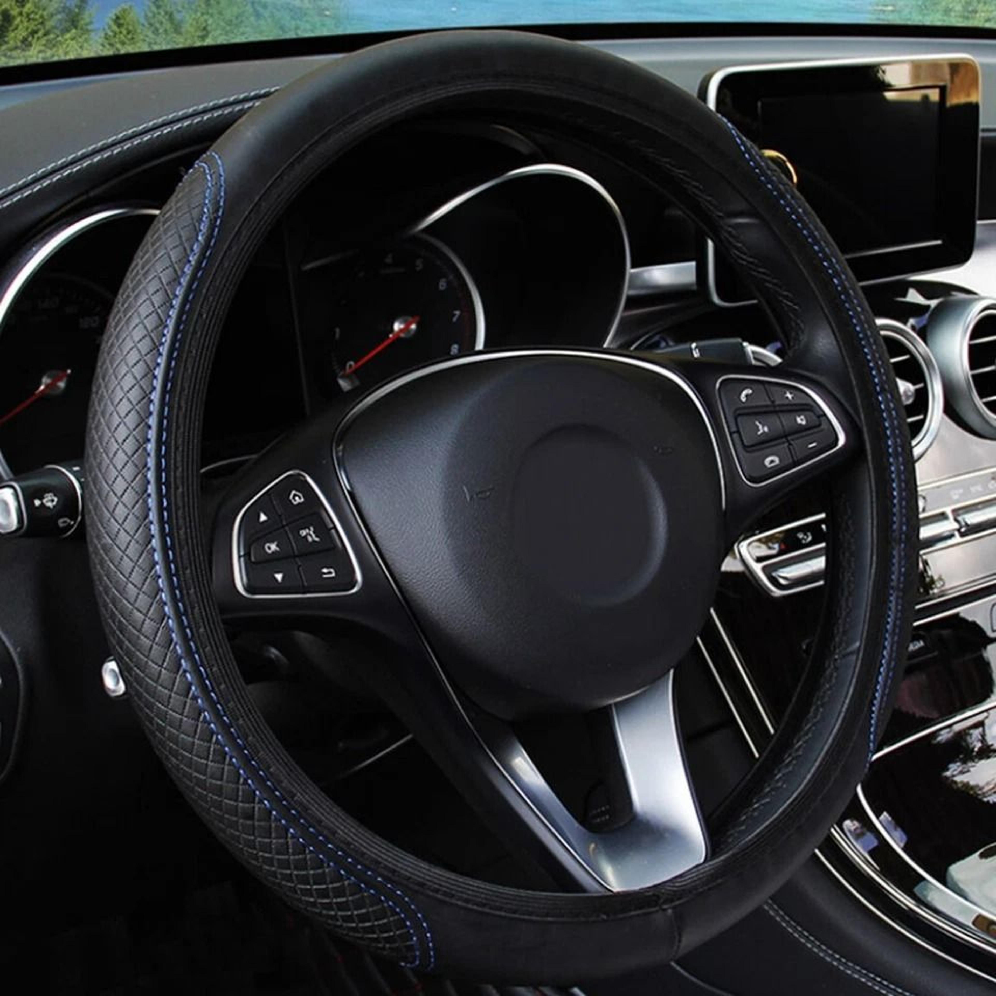 leather car steering wheel cover for improved grip & comfort