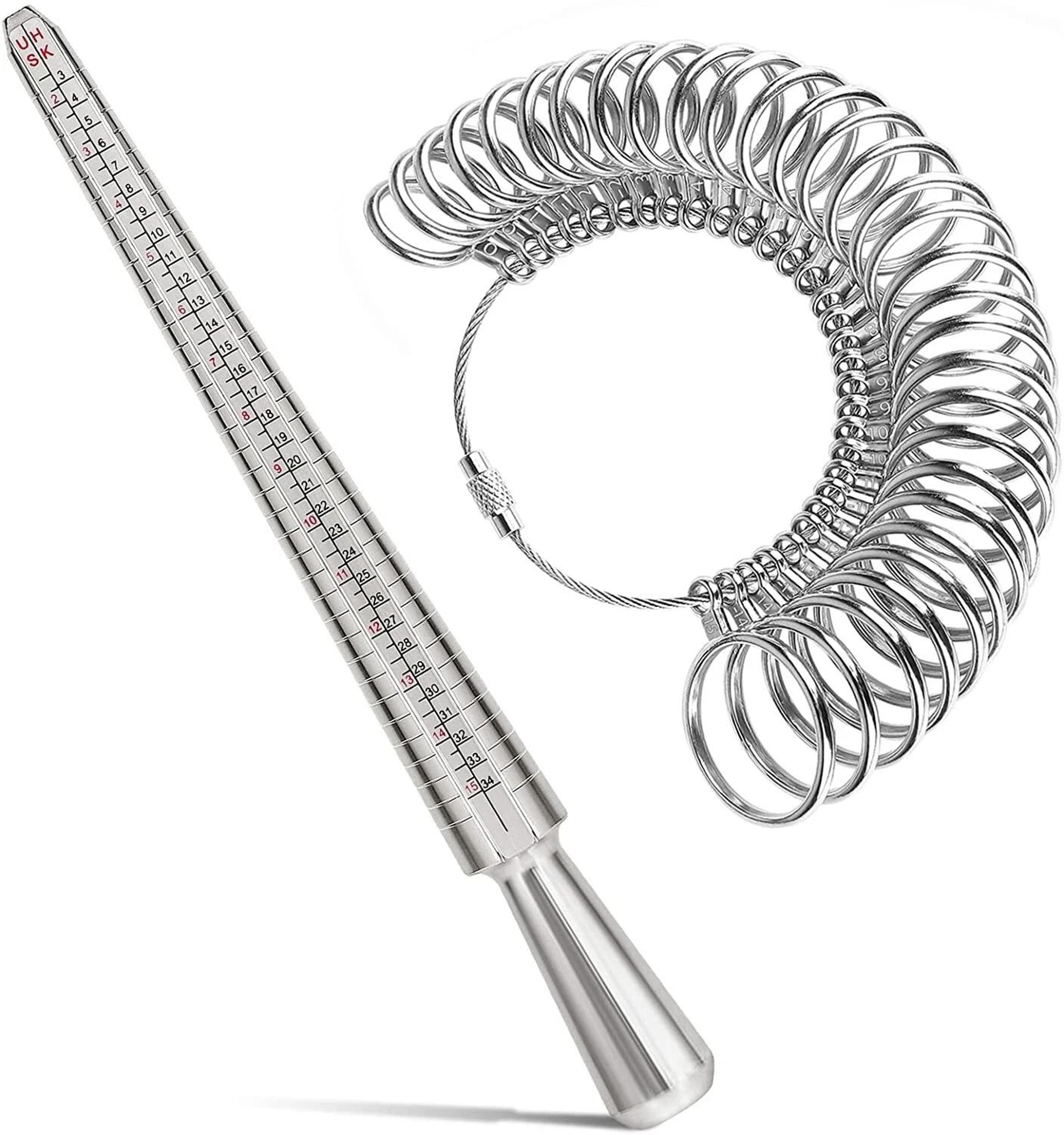 metal finger gauge mandrel sizer set accurate ring size measurement
