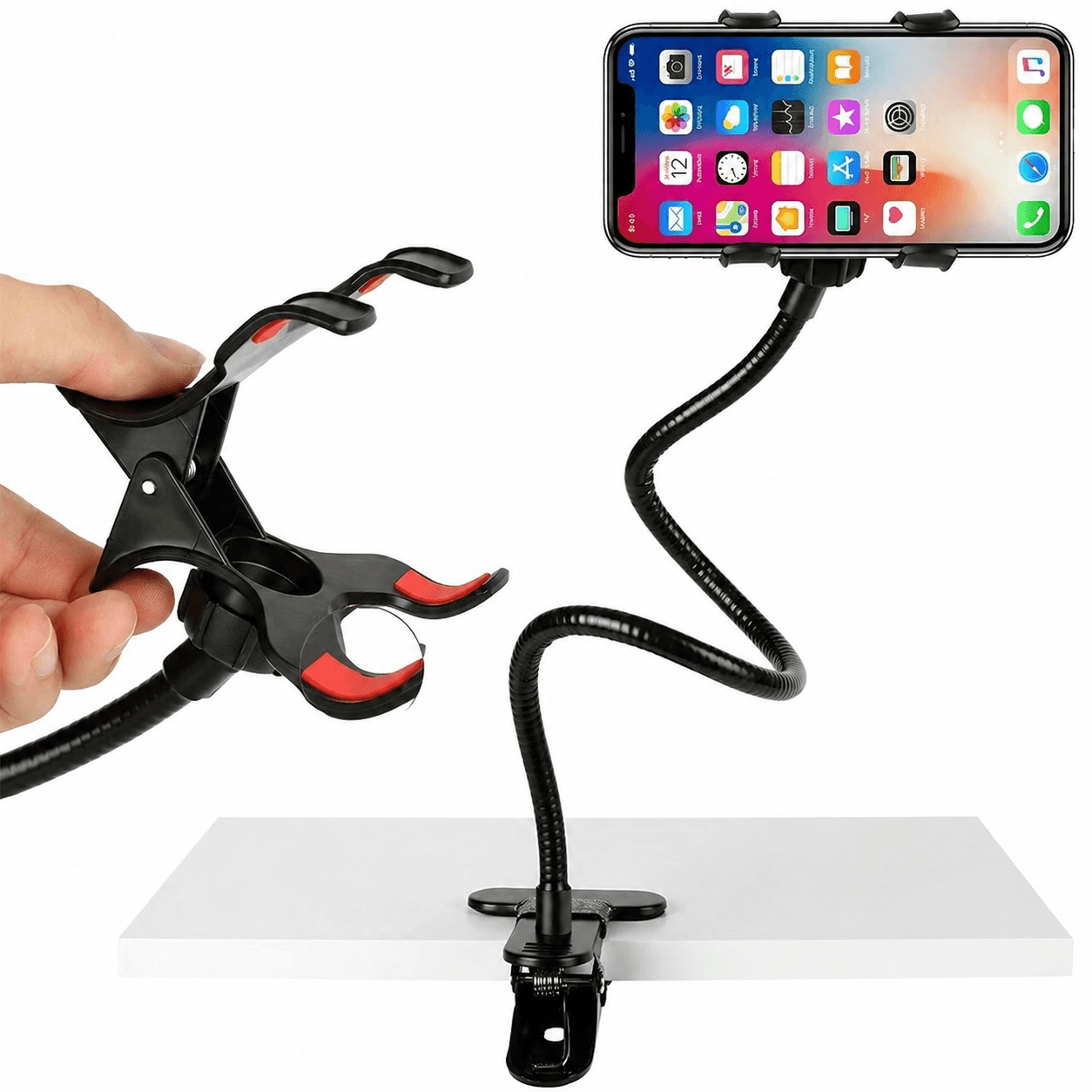 hands free gooseneck phone holder flexible bed and desk clip stand