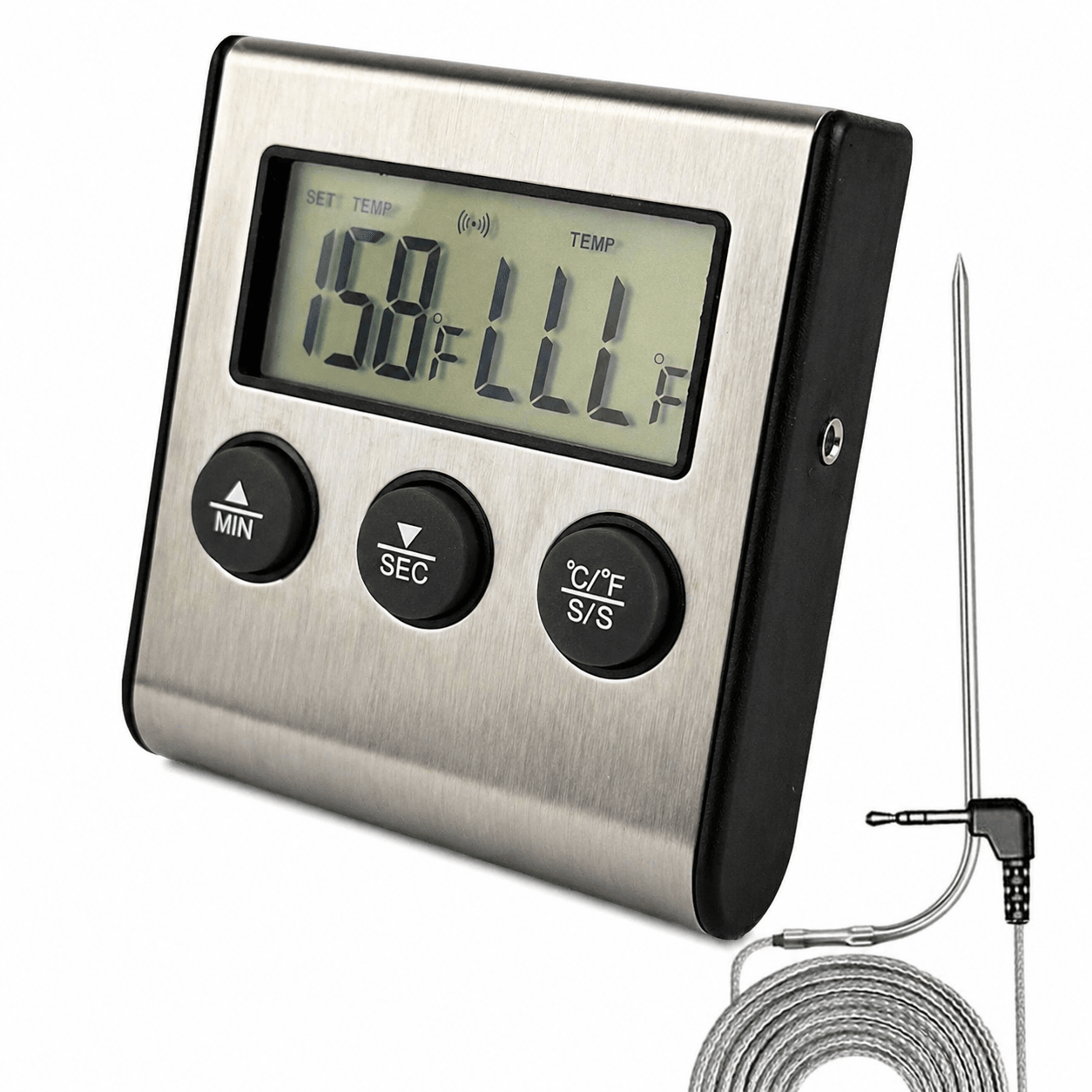 remote digital meat thermometer with probe and kitchen timer