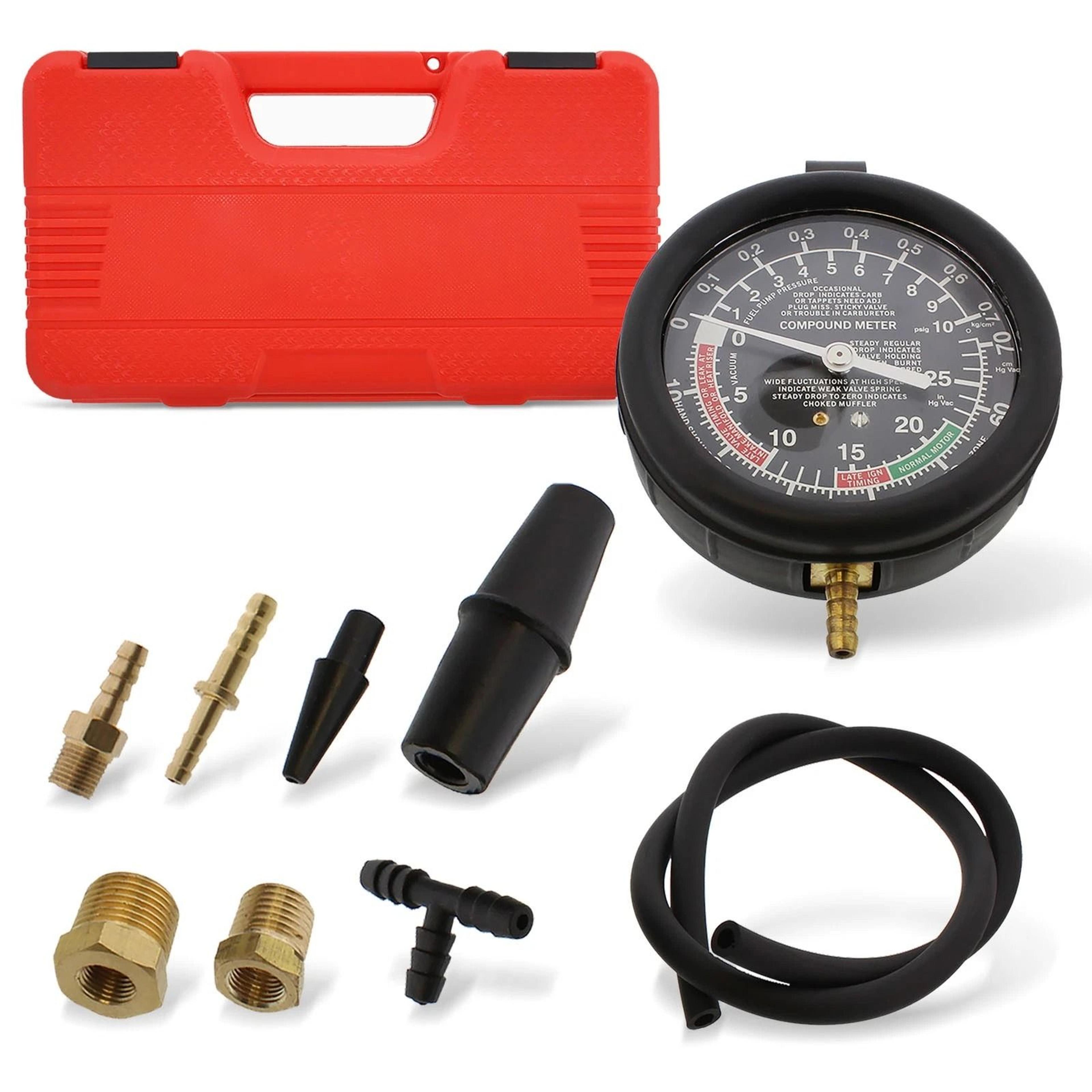 fuel pump tester & vacuum pressure gauge kit automotive diagnostic tool set