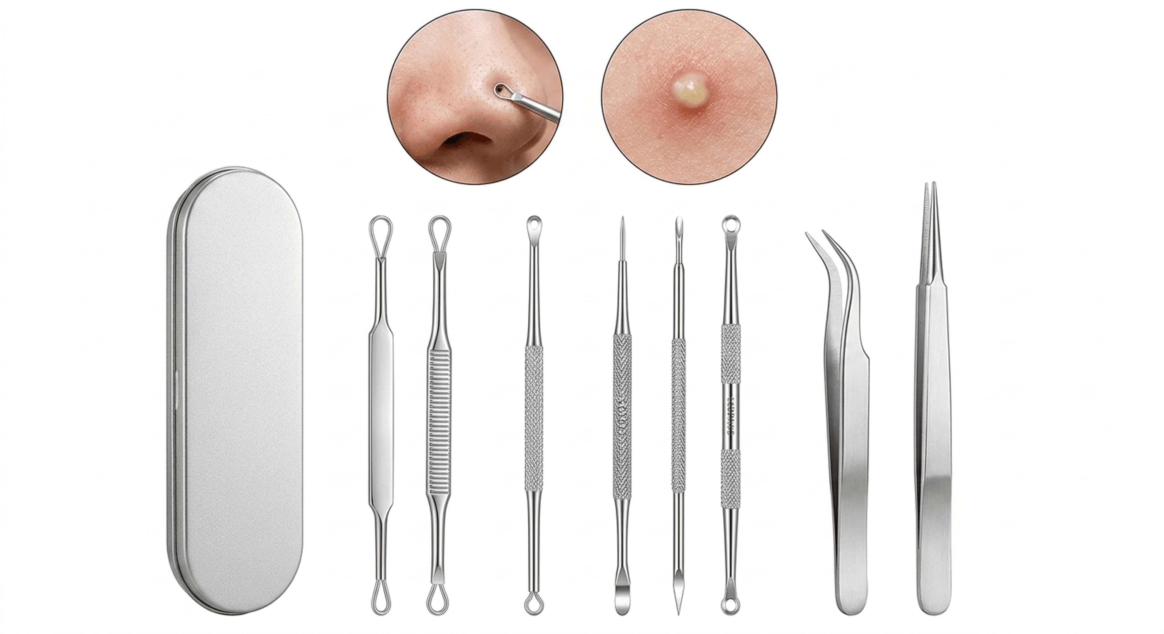 precision blackhead remover tool stainless steel comedone extractor kit