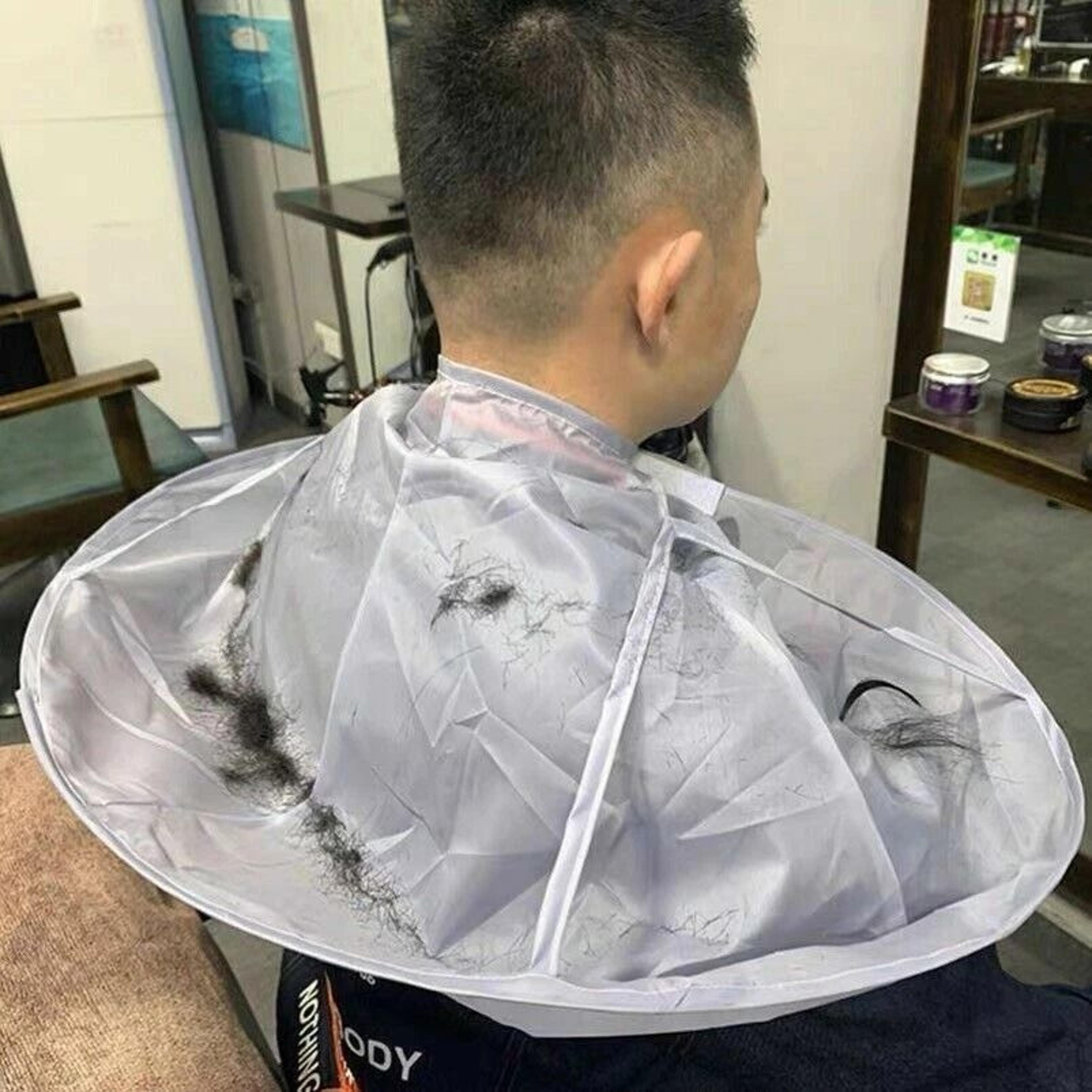 umbrella hair cutting cape with adjustable neck hair catcher