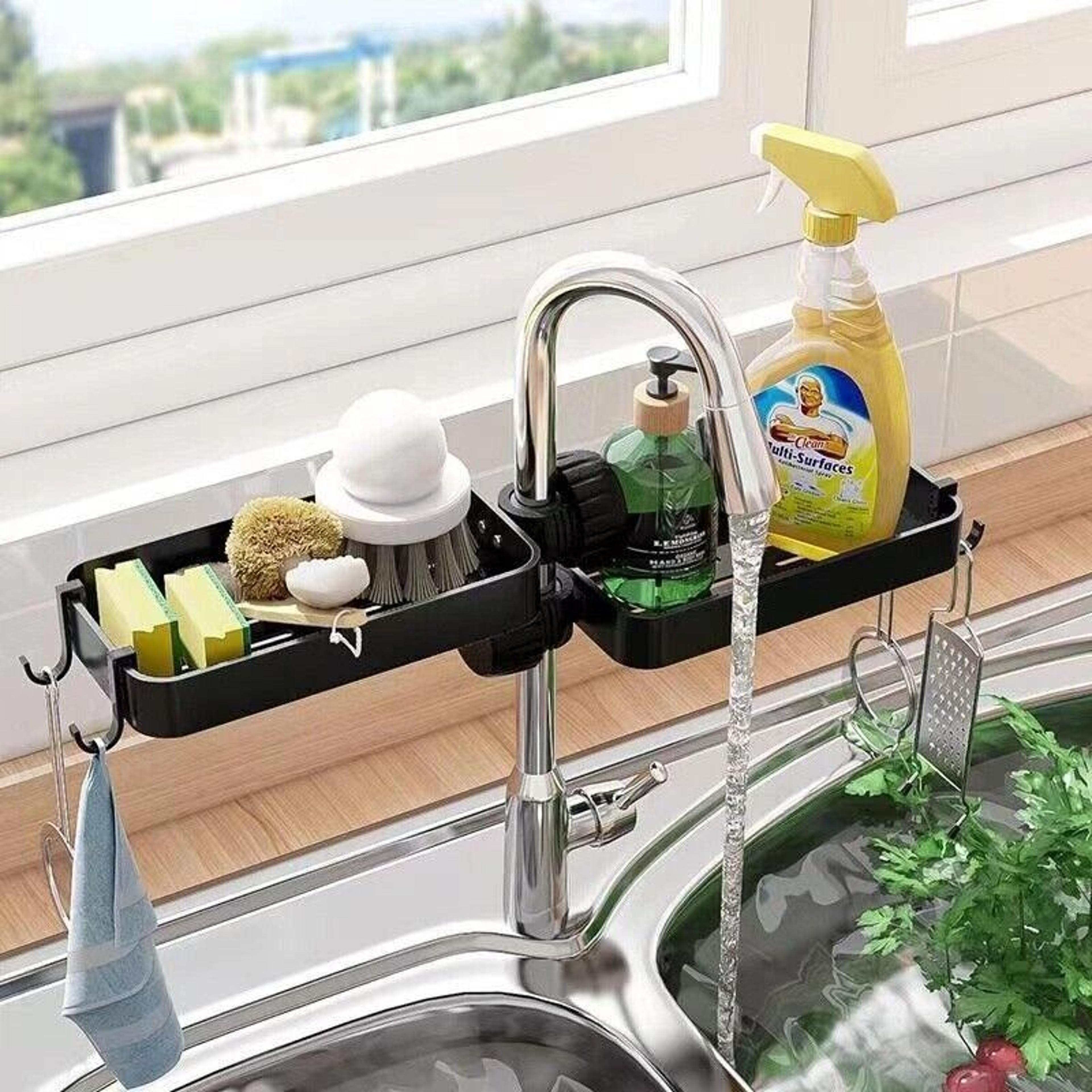 stainless steel sink rack faucet sponge and soap holders