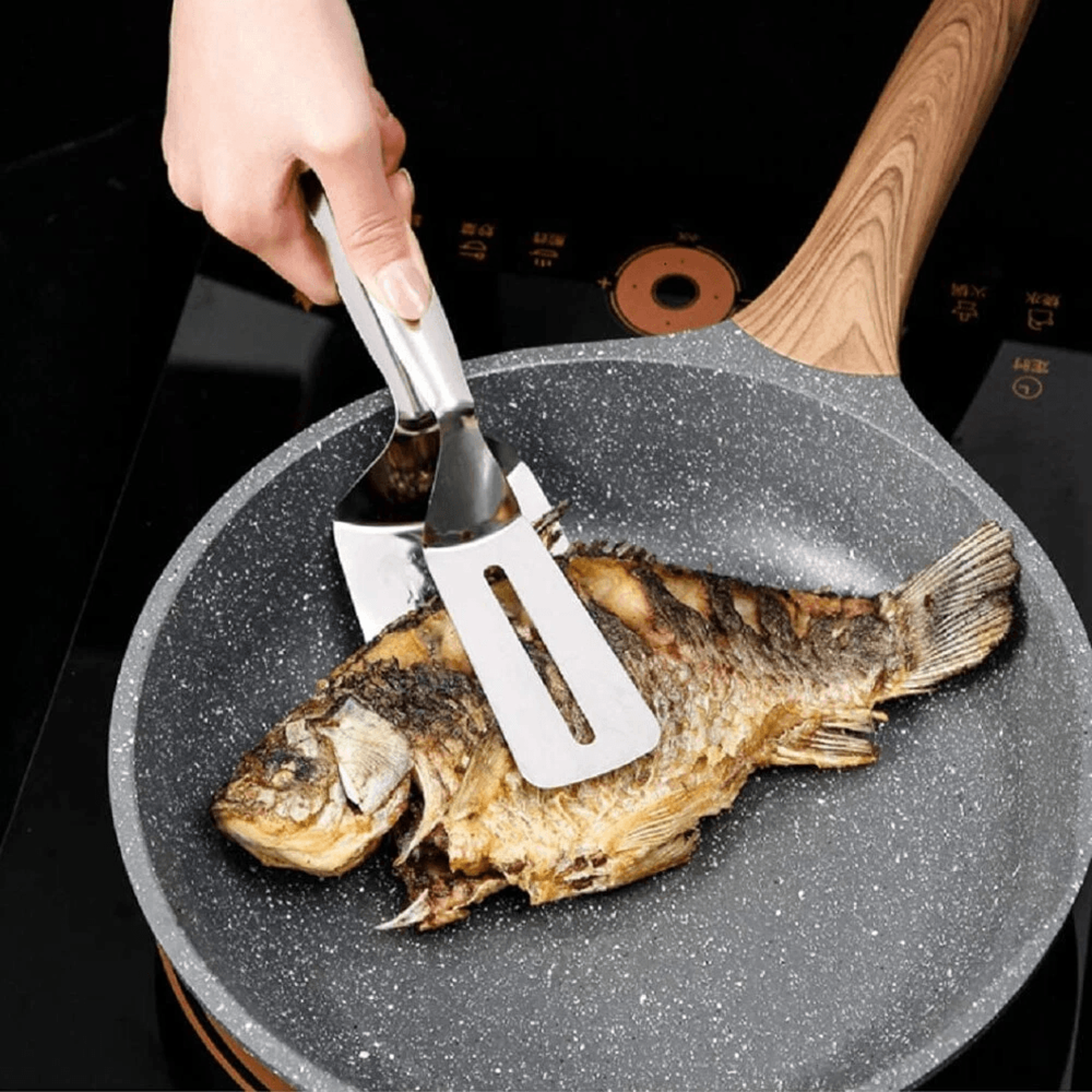 stainless steel steak clamp bbq cooking tongs for meat bread and grilling