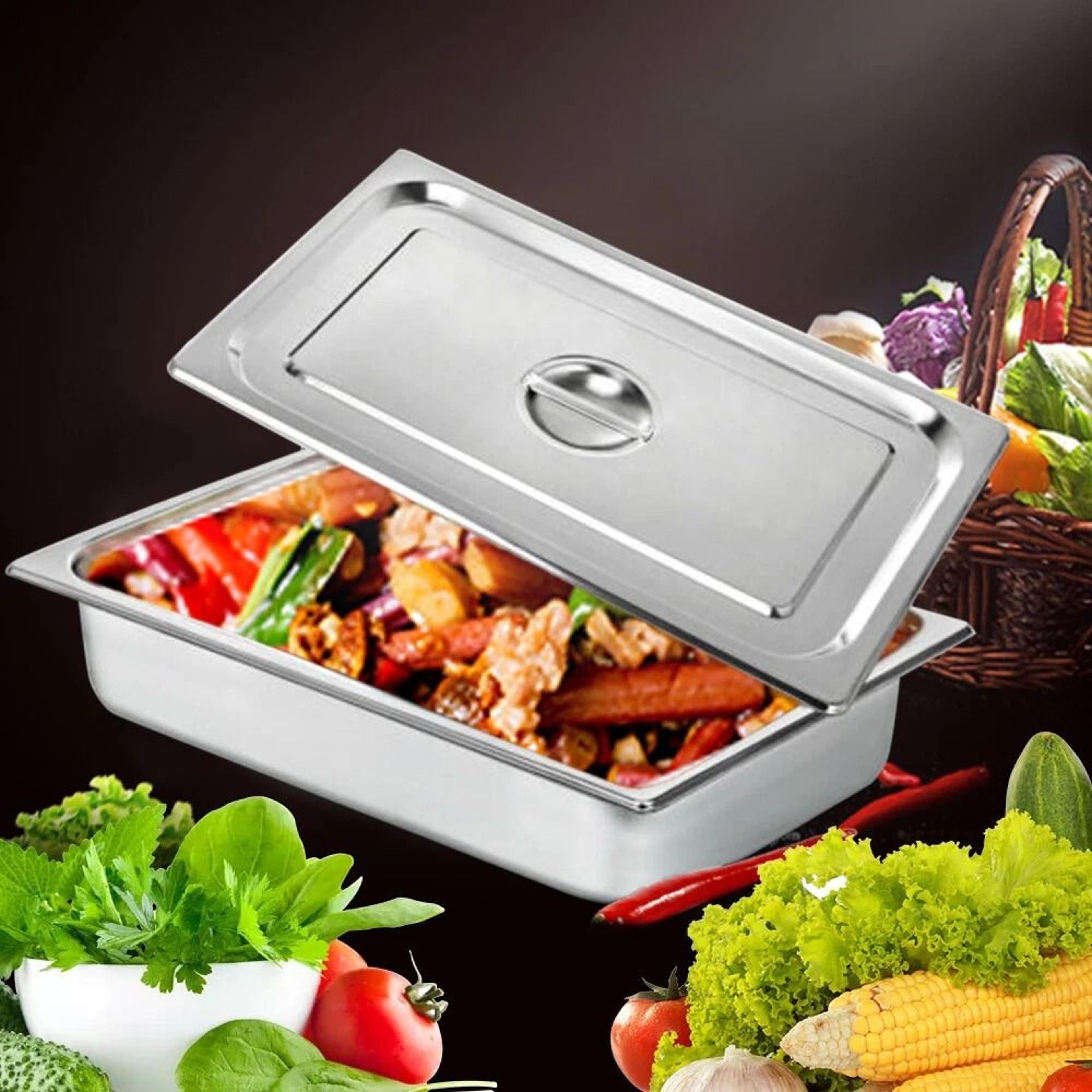 premium pack stainless steel hotel pans with lids commercial steam table pan set