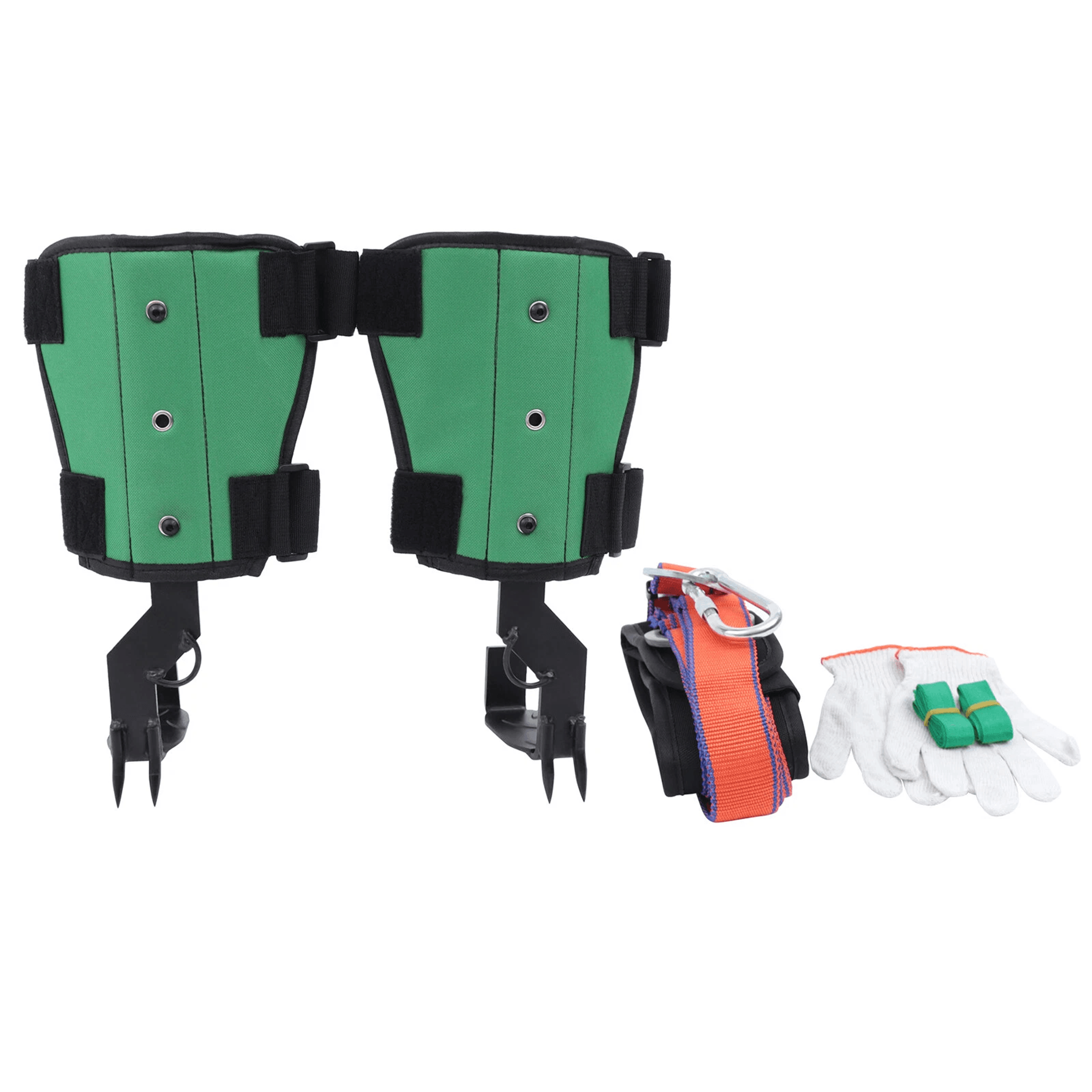 premium adjustable arborist tree climbing spikes set with safety belt lanyard & rescue rope heavy duty climber gear