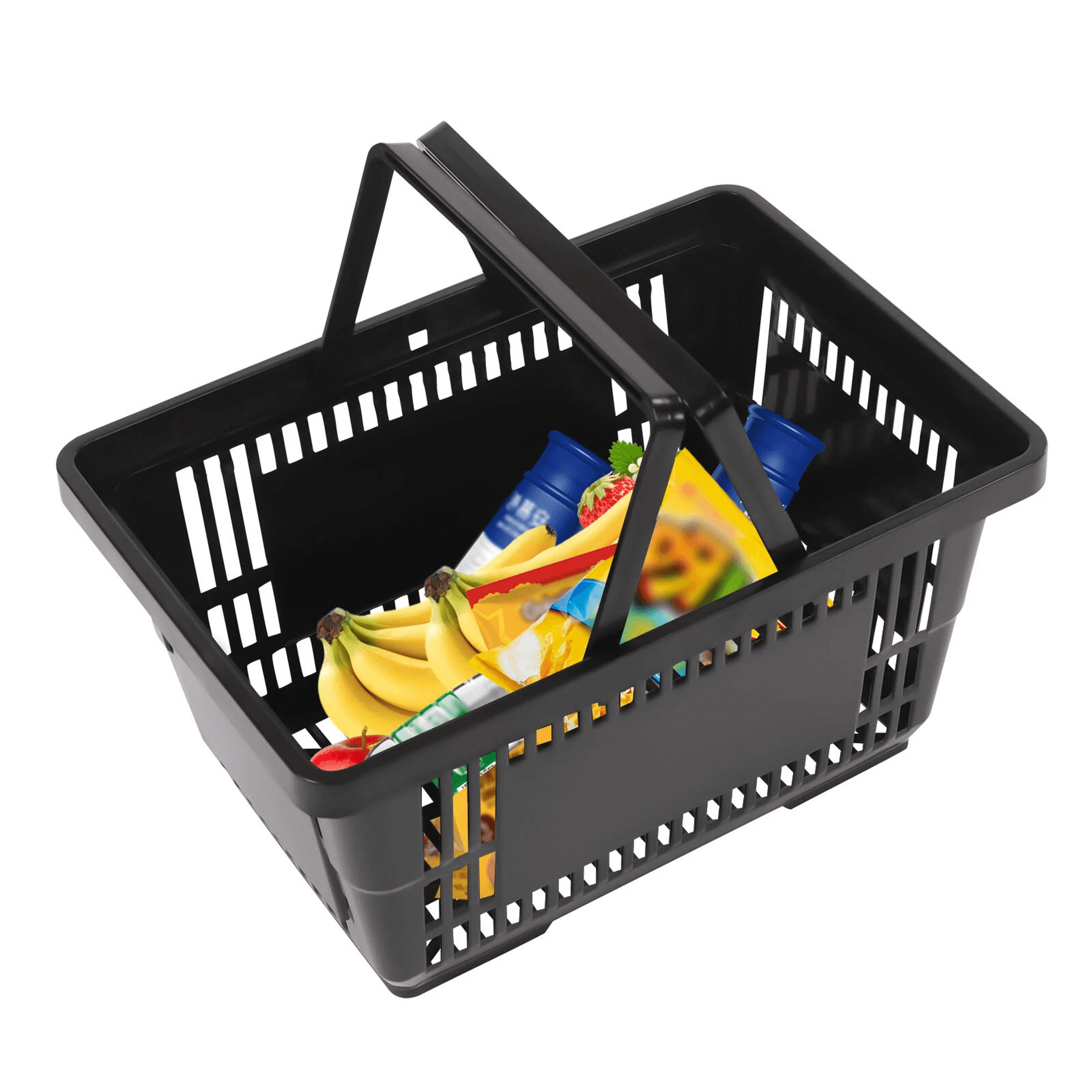 durable plastic shopping baskets with handles retail & grocery store market baskets