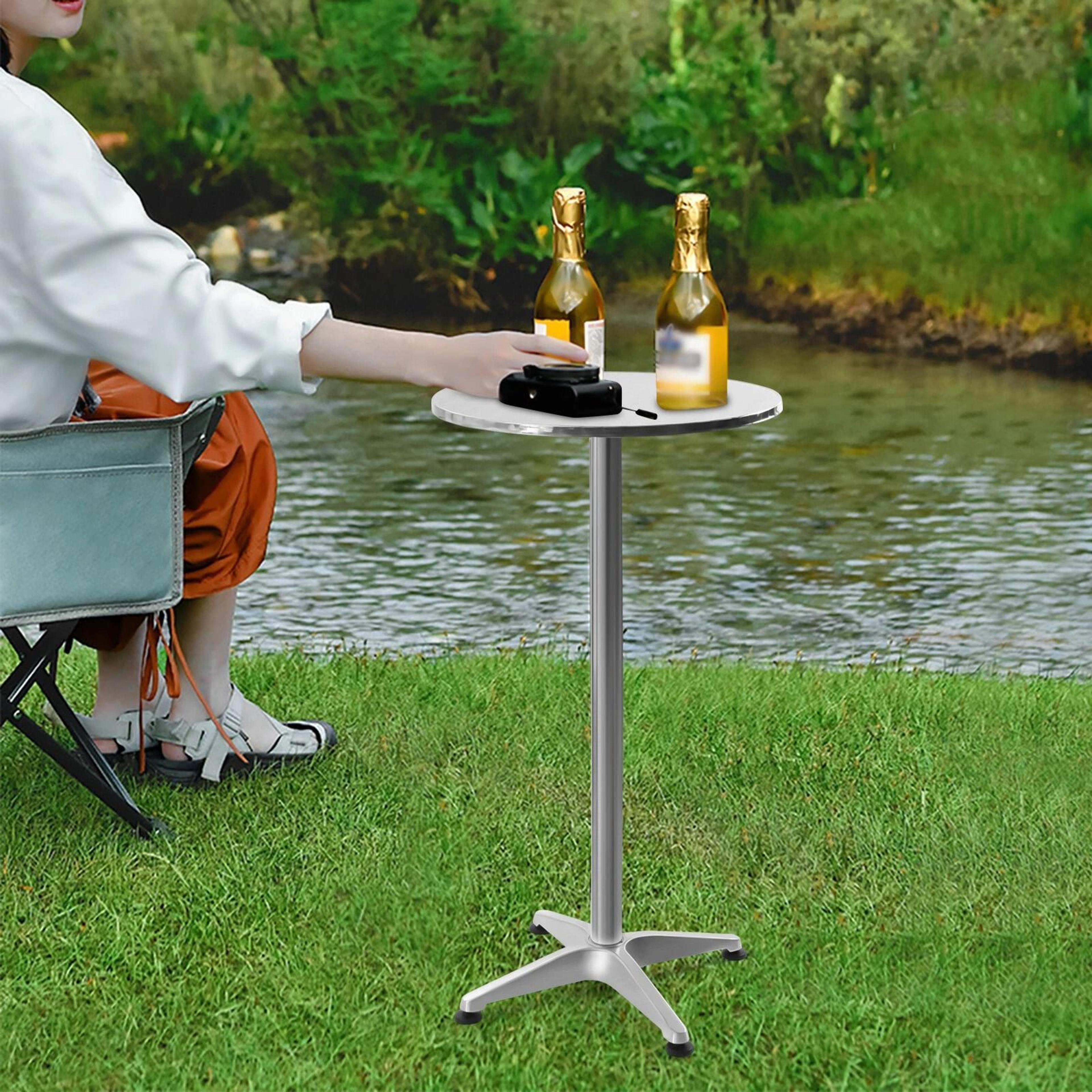 premium folding patio party table round outdoor bistro table for indoor & outdoor entertaining