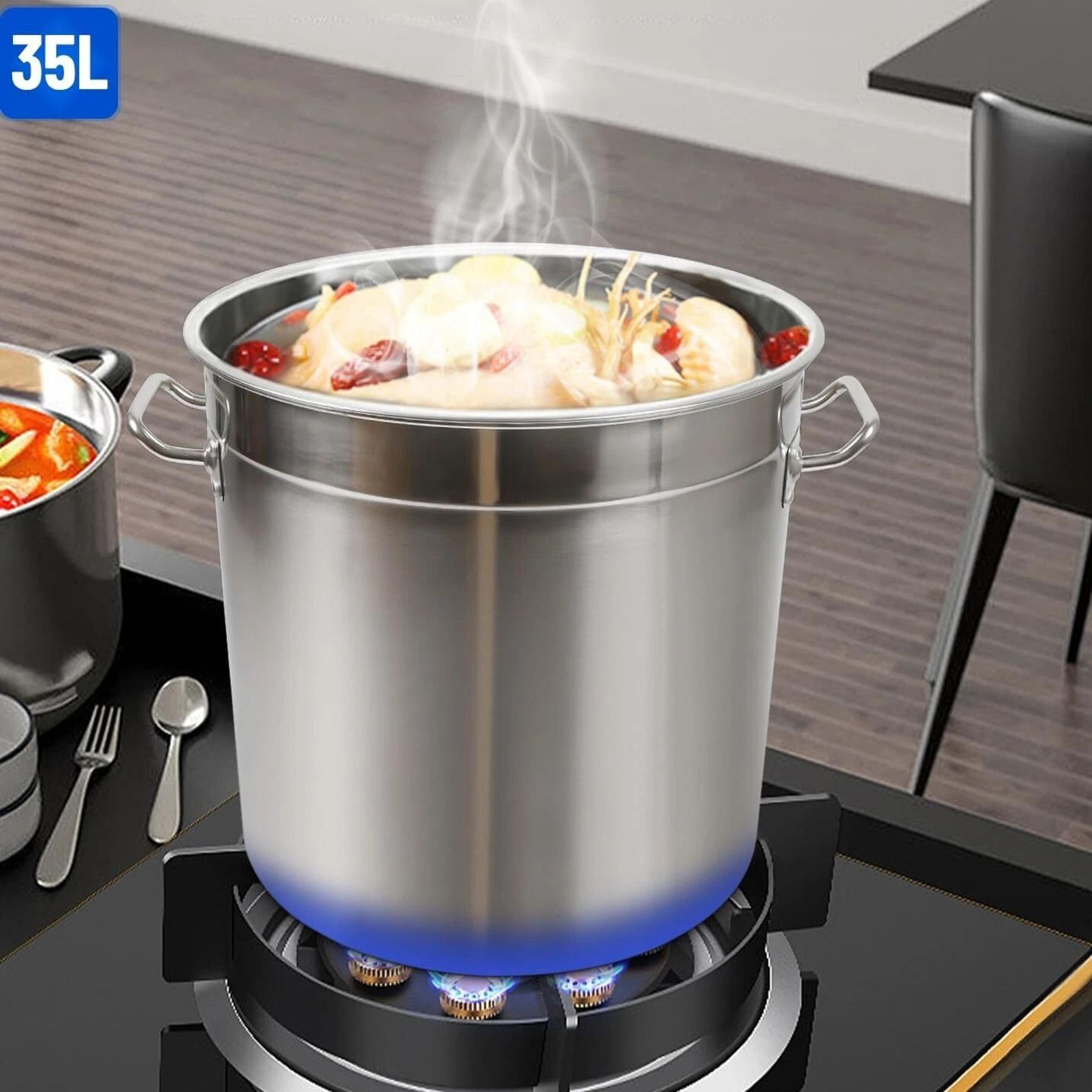premium stainless steel large stock pot for kitchen & restaurant cooking