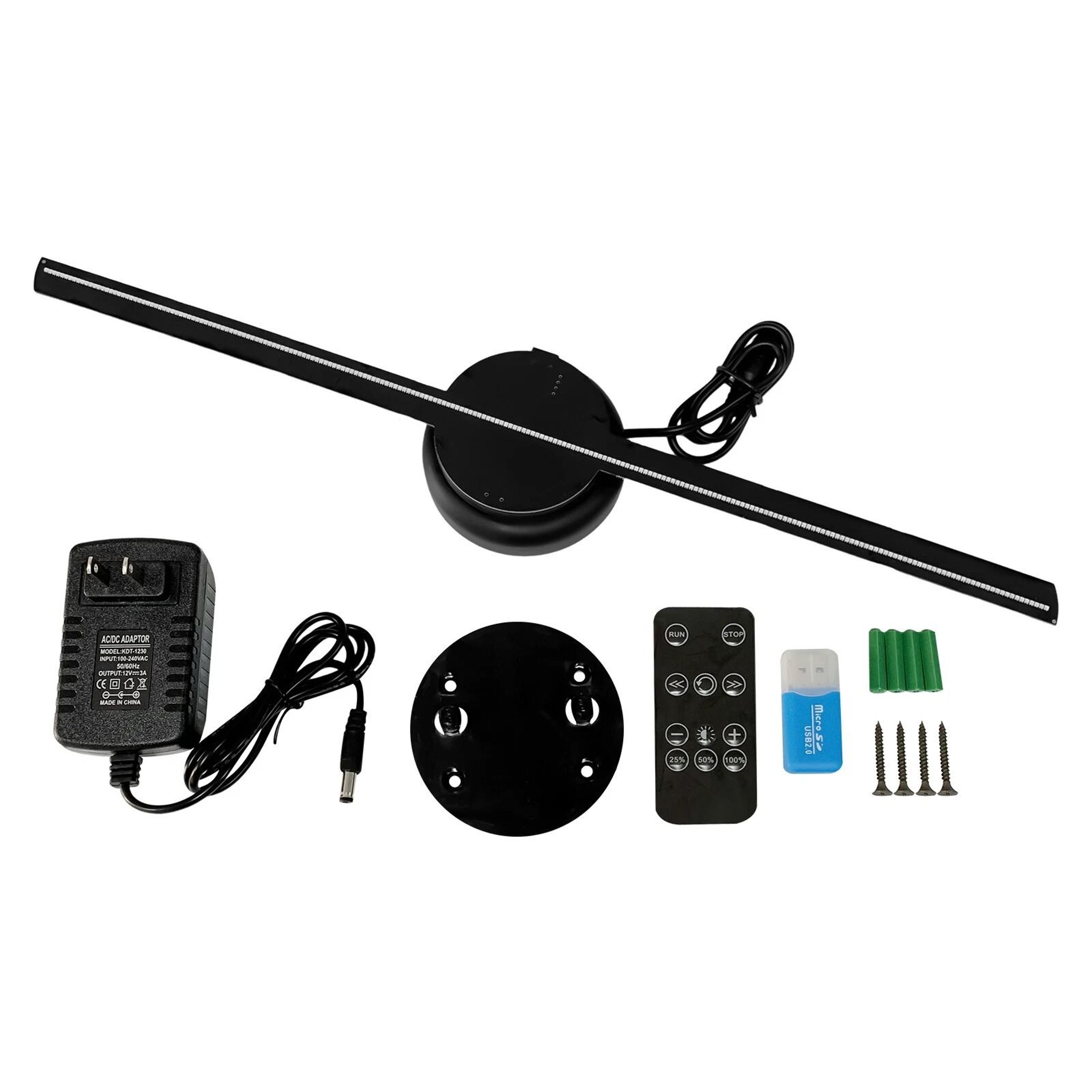 ultraclear holographic fan projector display with rgb control & remote