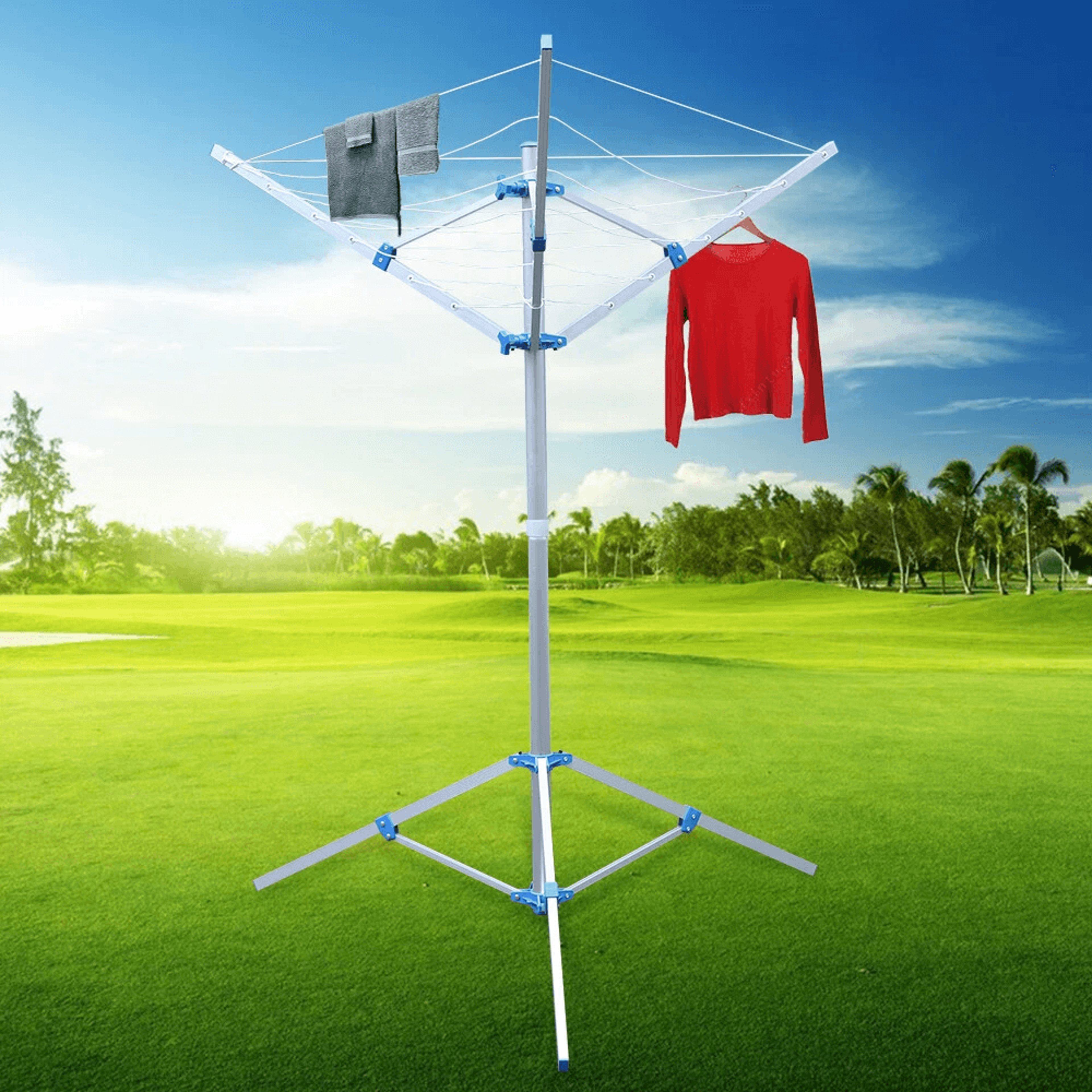 heavy duty outdoor rotary clothesline & folding clothes drying rack arm umbrella design