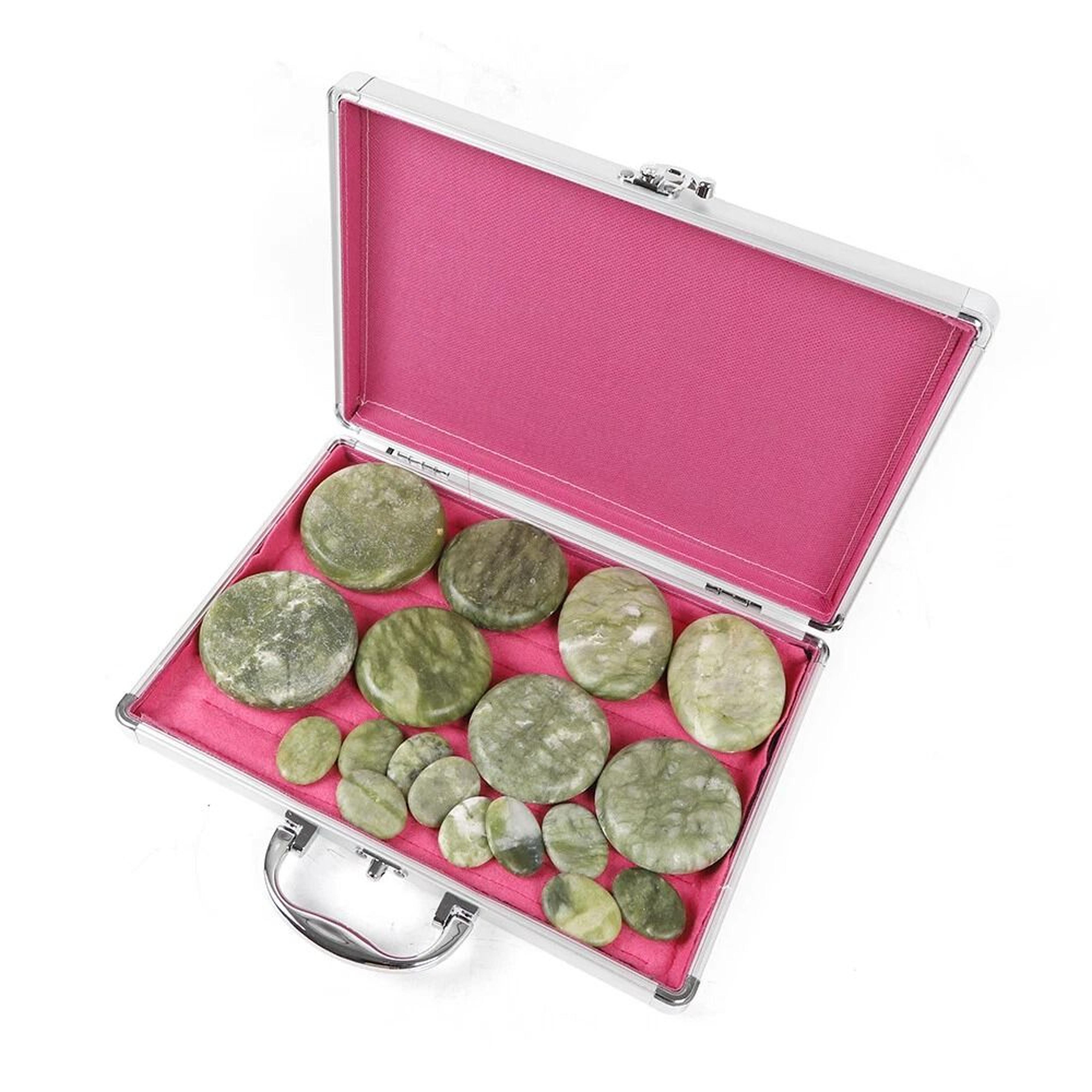 natural jade hot massage stones spa kit with heated warmer