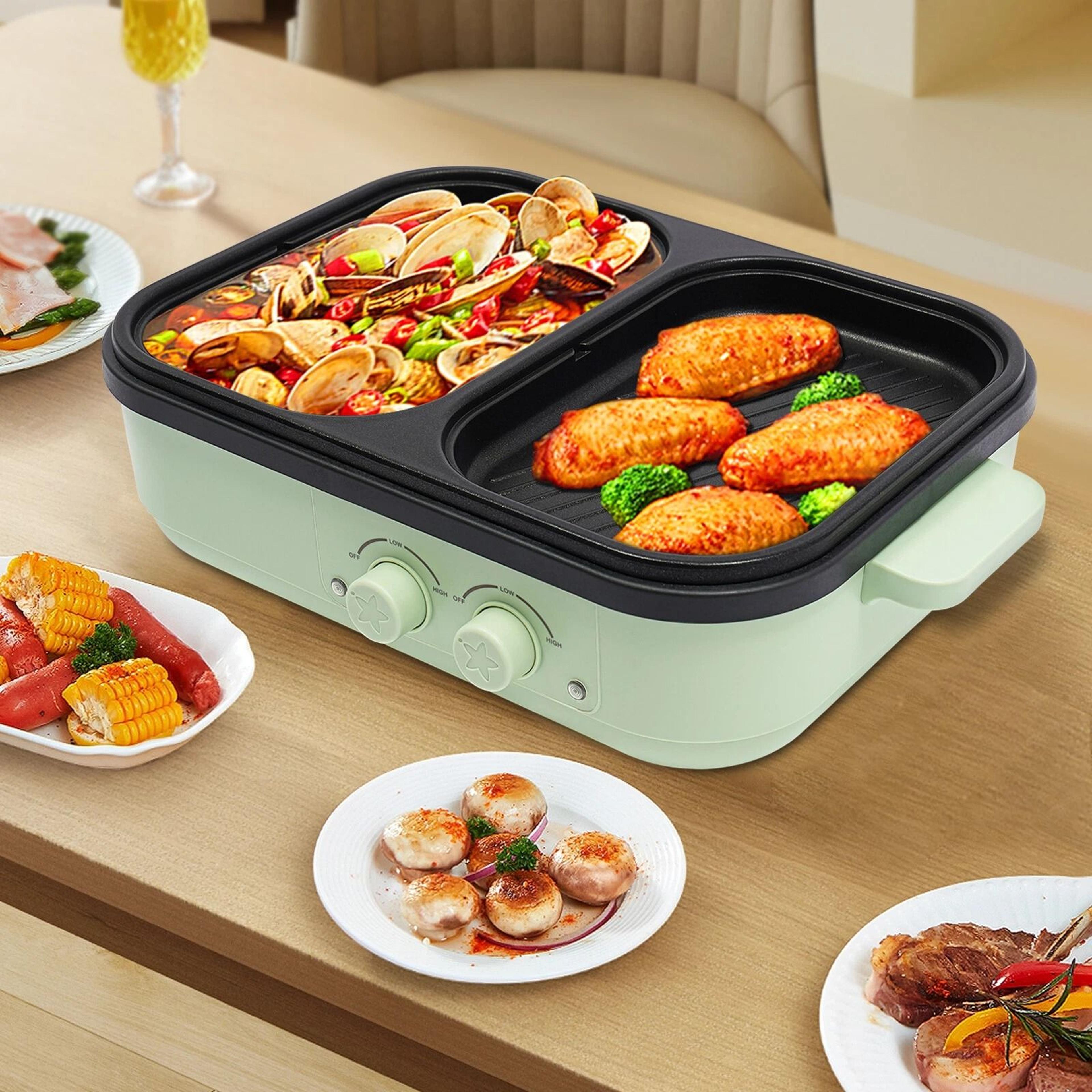 premium hot pot grill combo multi function electric hot pot & indoor bbq hot pot