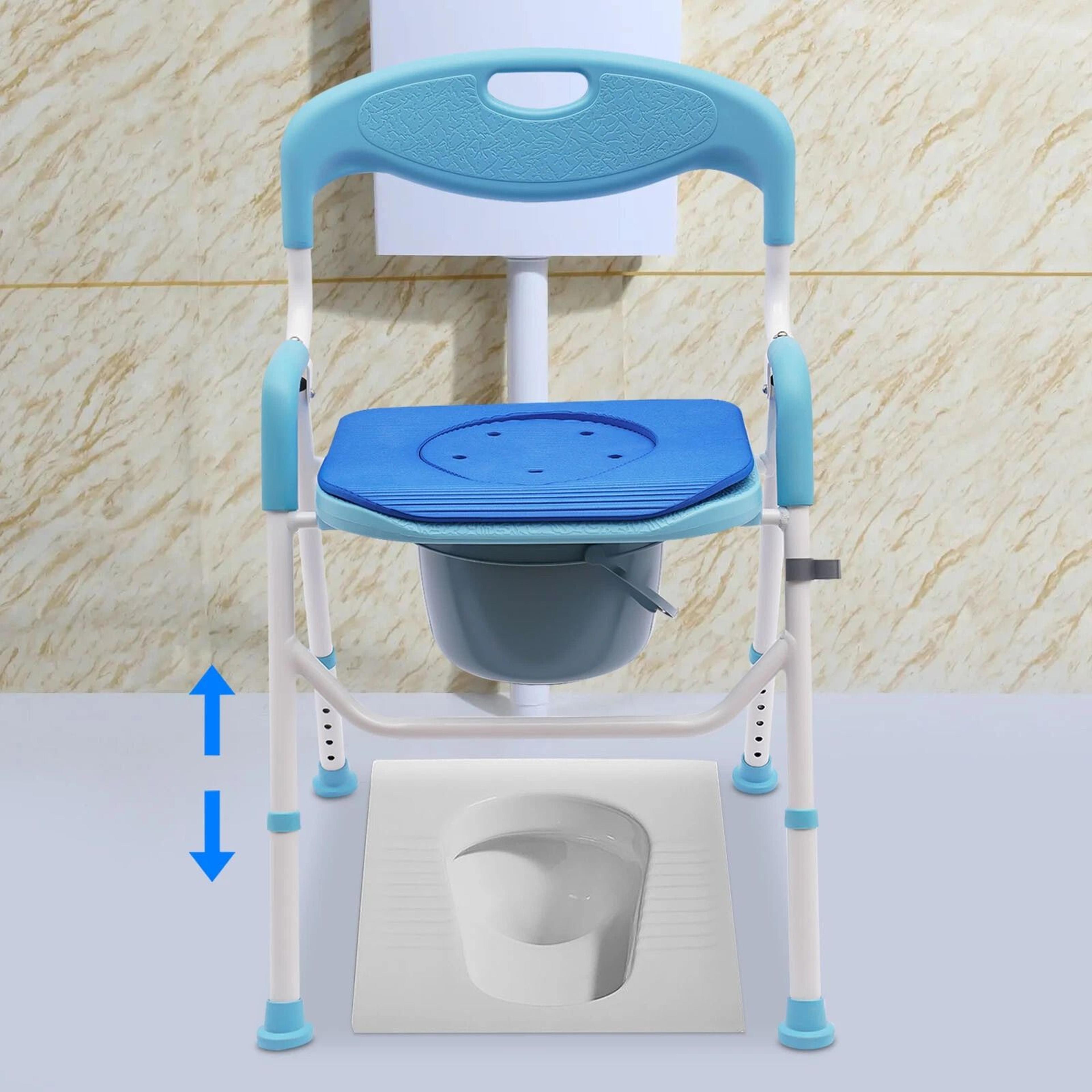 adjustable portable bedside toilet chair commode seat for adult shower & bathroom