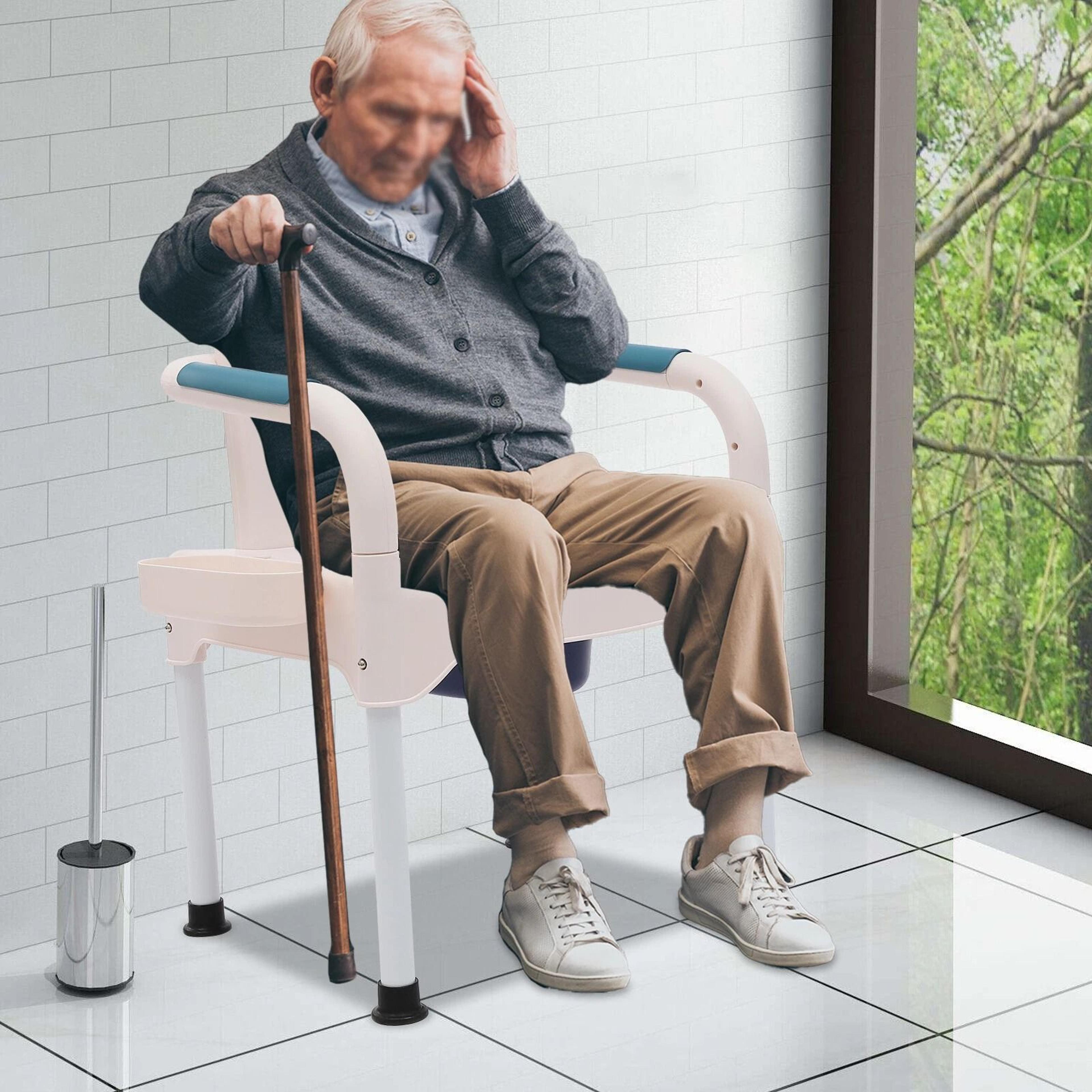 bedside commode chair with armrests for seniors and home care