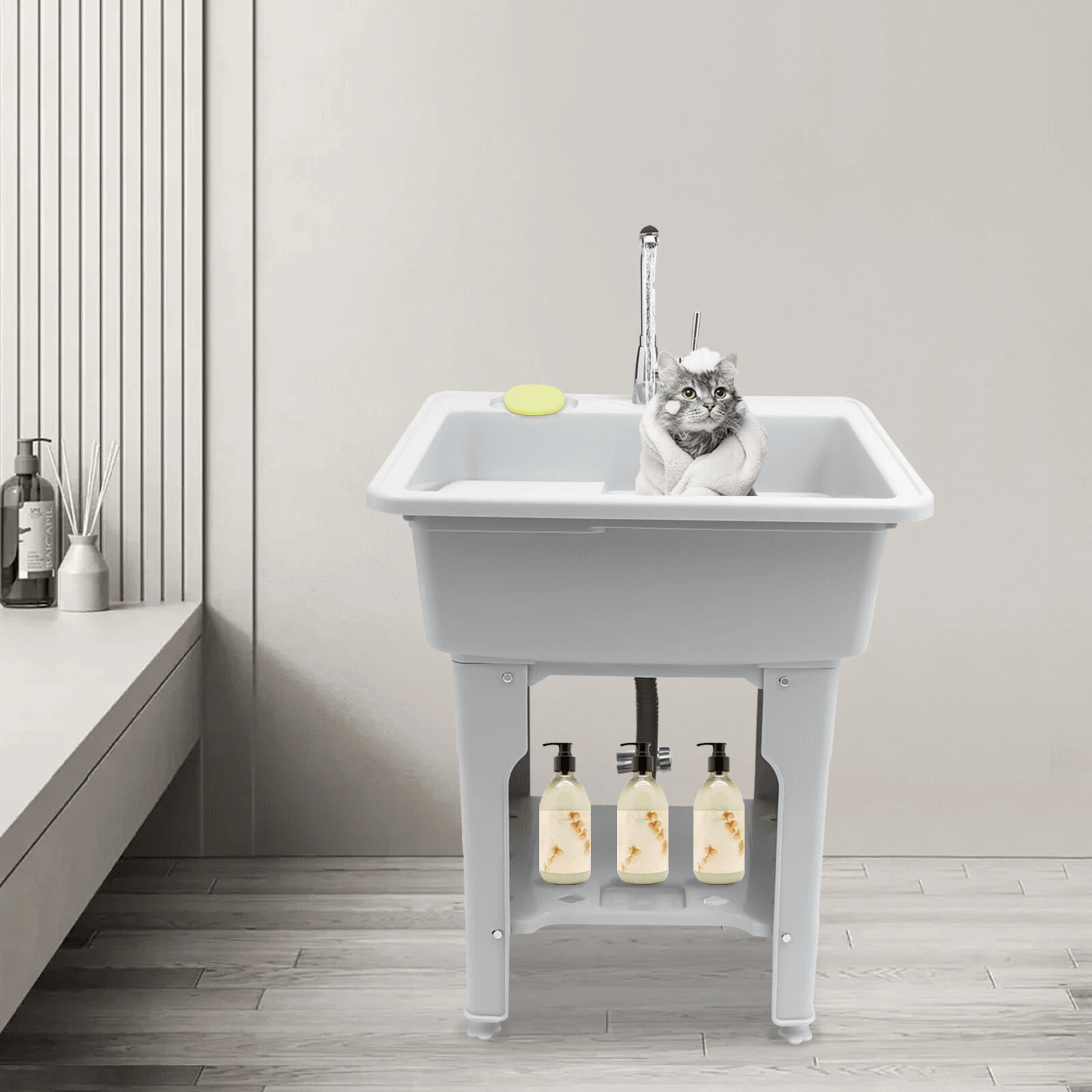 freestanding utility sink laundry tub with faucet for garage basement laundry room