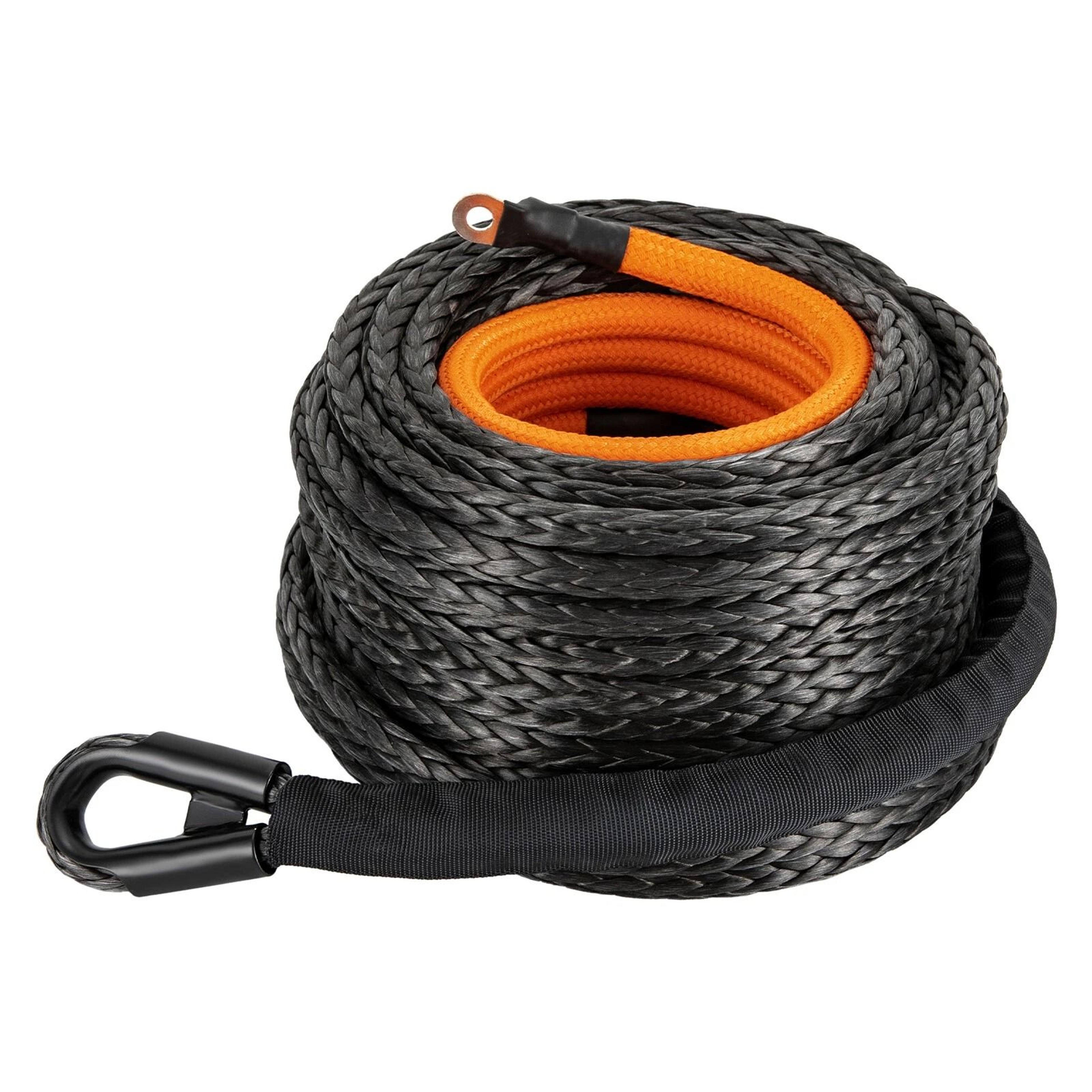 synthetic winch rope cable with heavyduty hook for atv utv truck recovery